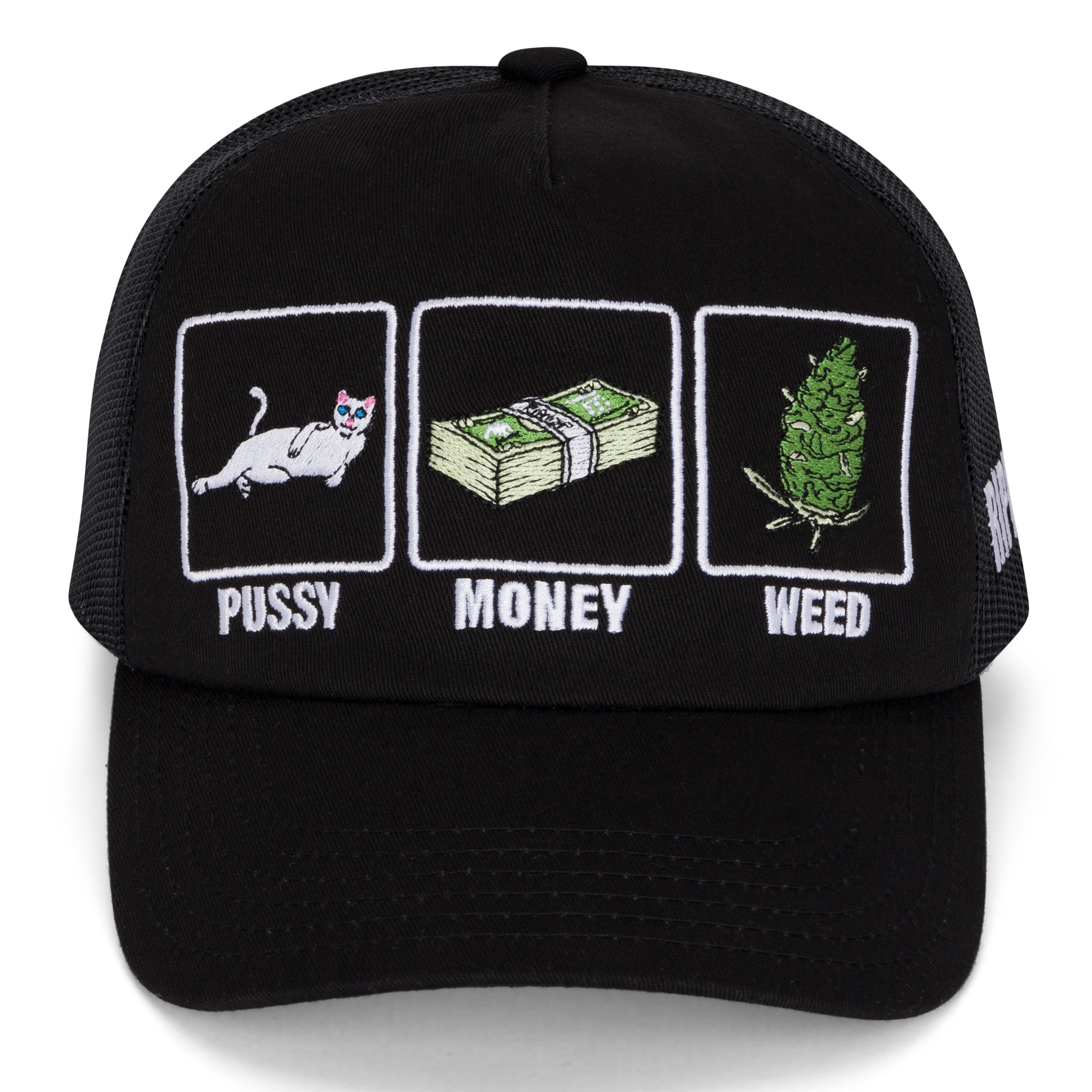  Pussy Money Weed Trucker Hat (Black)、mySite、merchandisen
