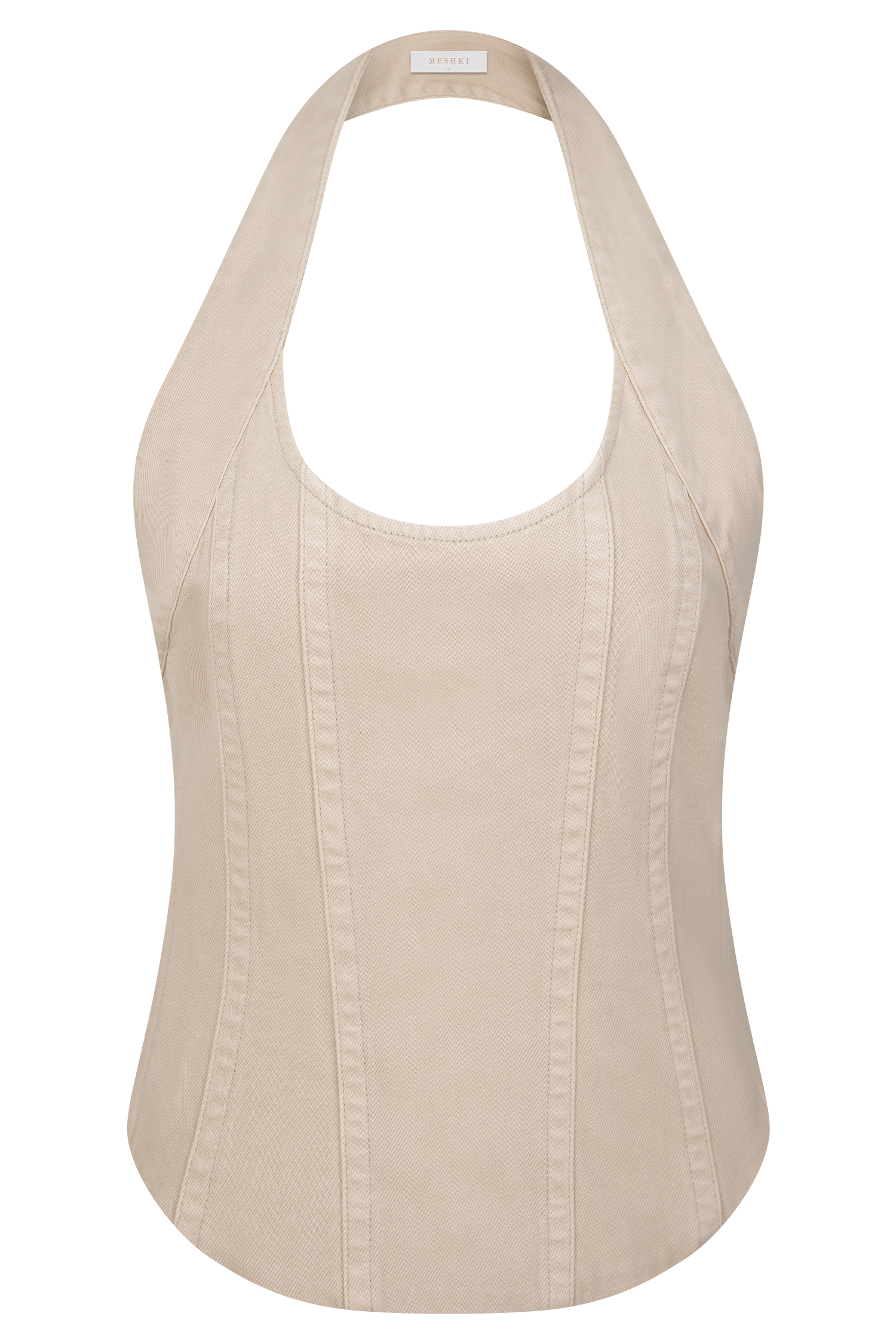 Meadow Denim Corset Halter Top - Stone Wash、mySite、solidvoid