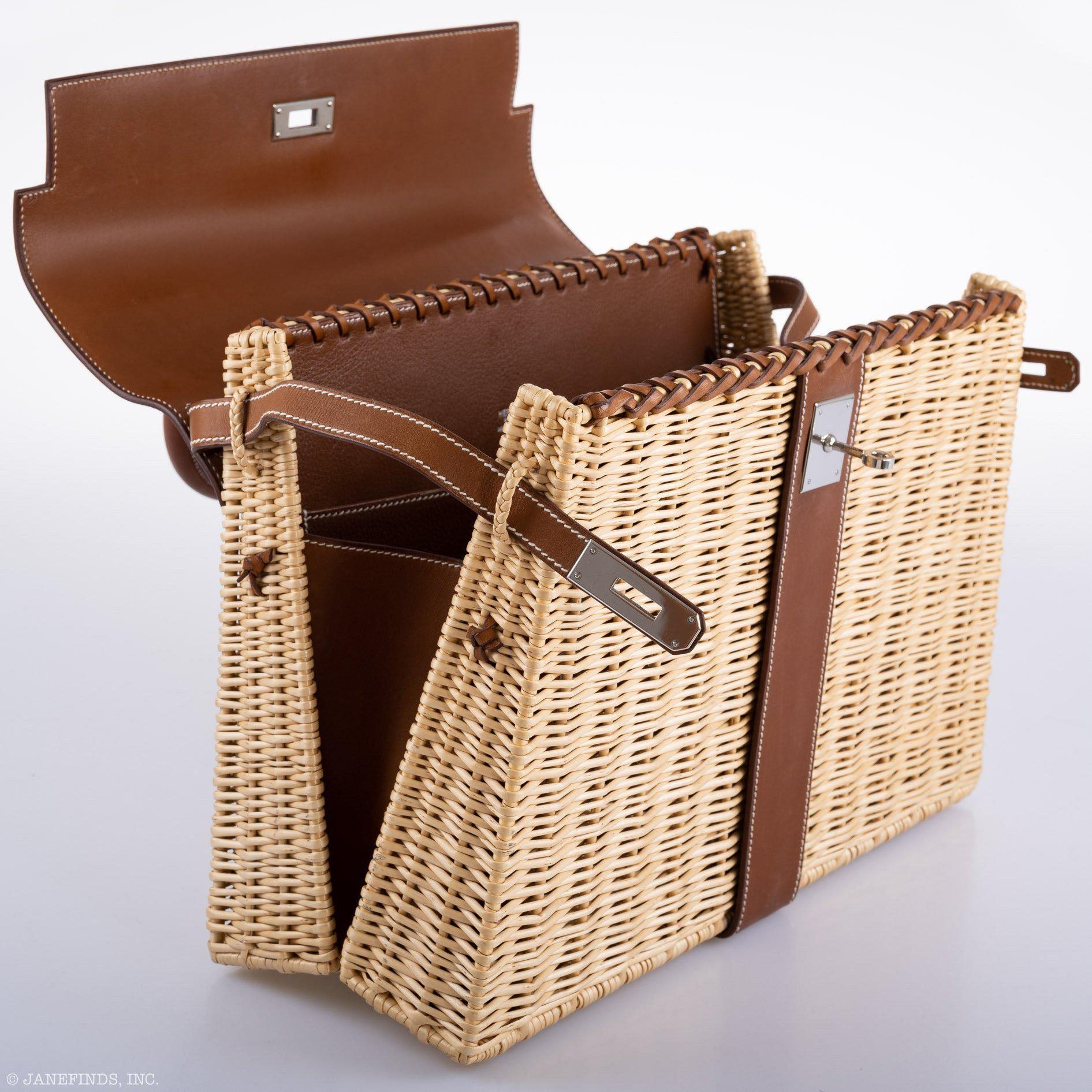 Hermès Kelly 35 Picnic, Wicker & Barenia leather Palladium Hardware、mySite、garminoutage.com