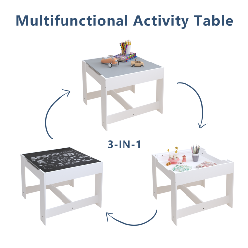Kids Table and Chair Set, 3 in 1 Wooden Activity Table with Storage Drawer for Toddlers Drawing, Reading, Crafts, 2 in 1 Detachable Tabletop Table Set for Nursery, Playroom、、casual