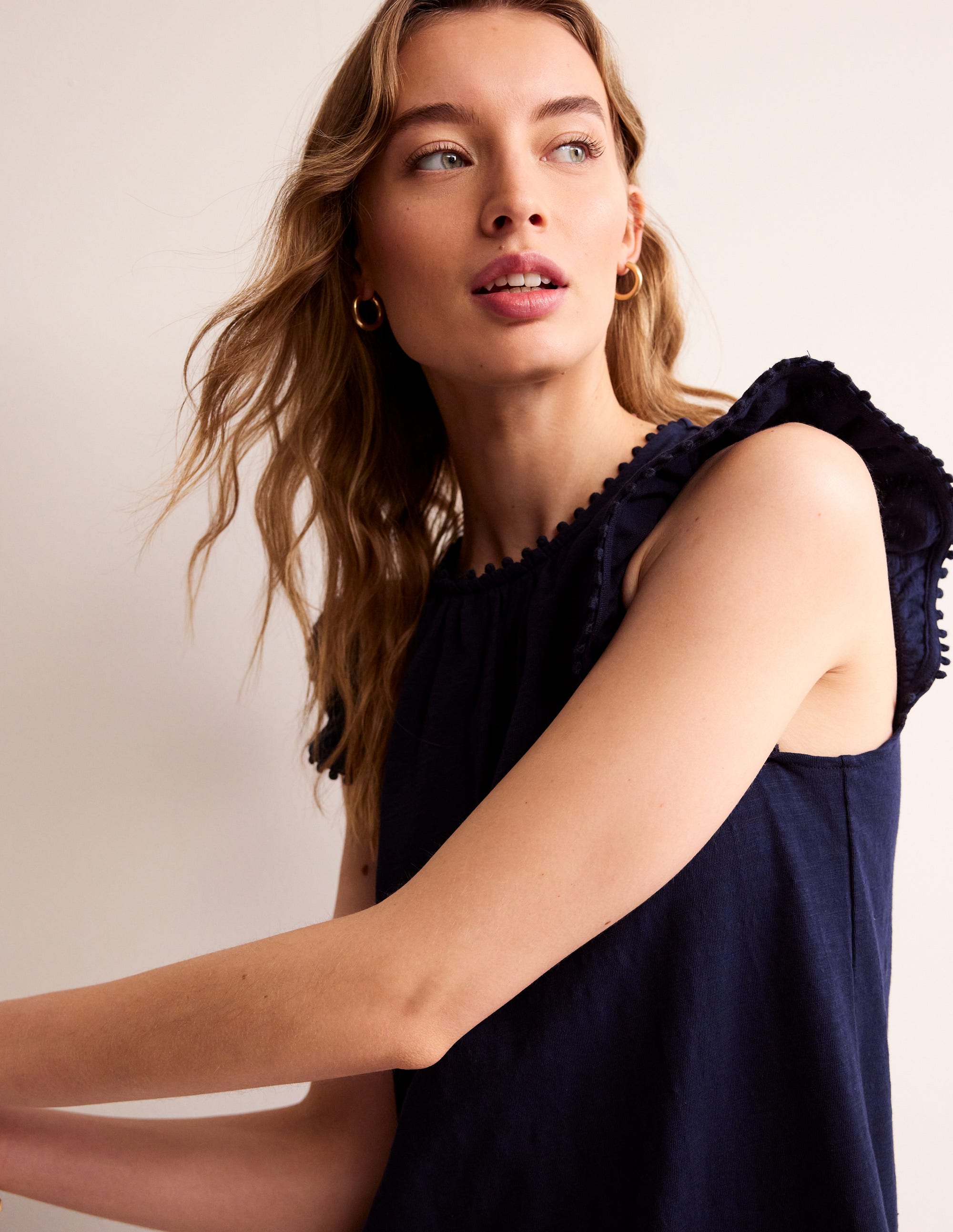  Georgina Pom Ruffle Dress-Navy、mySite、ashleygrahame