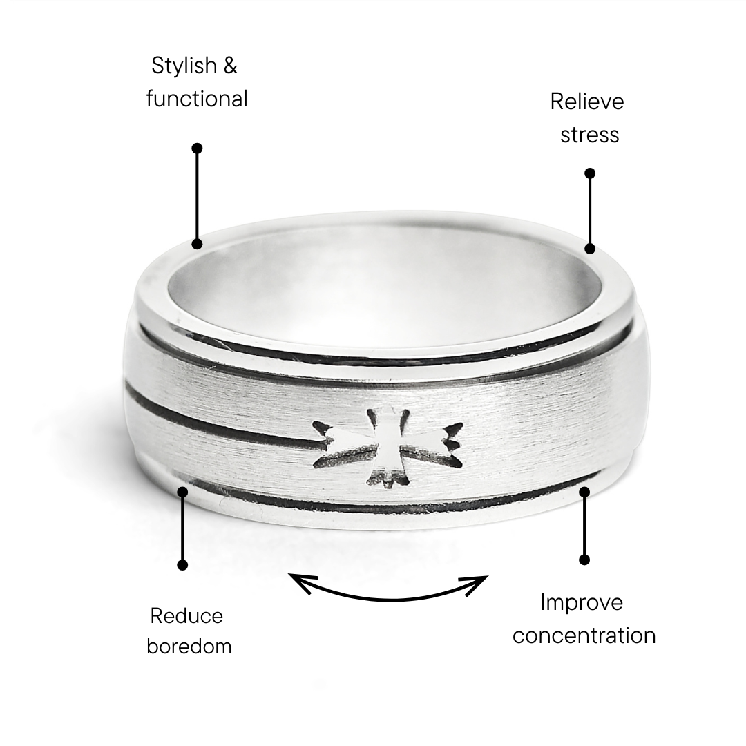 Stainless Steel Cutout Cross Spinner Ring / SRJ2434、mySite、dreamappss