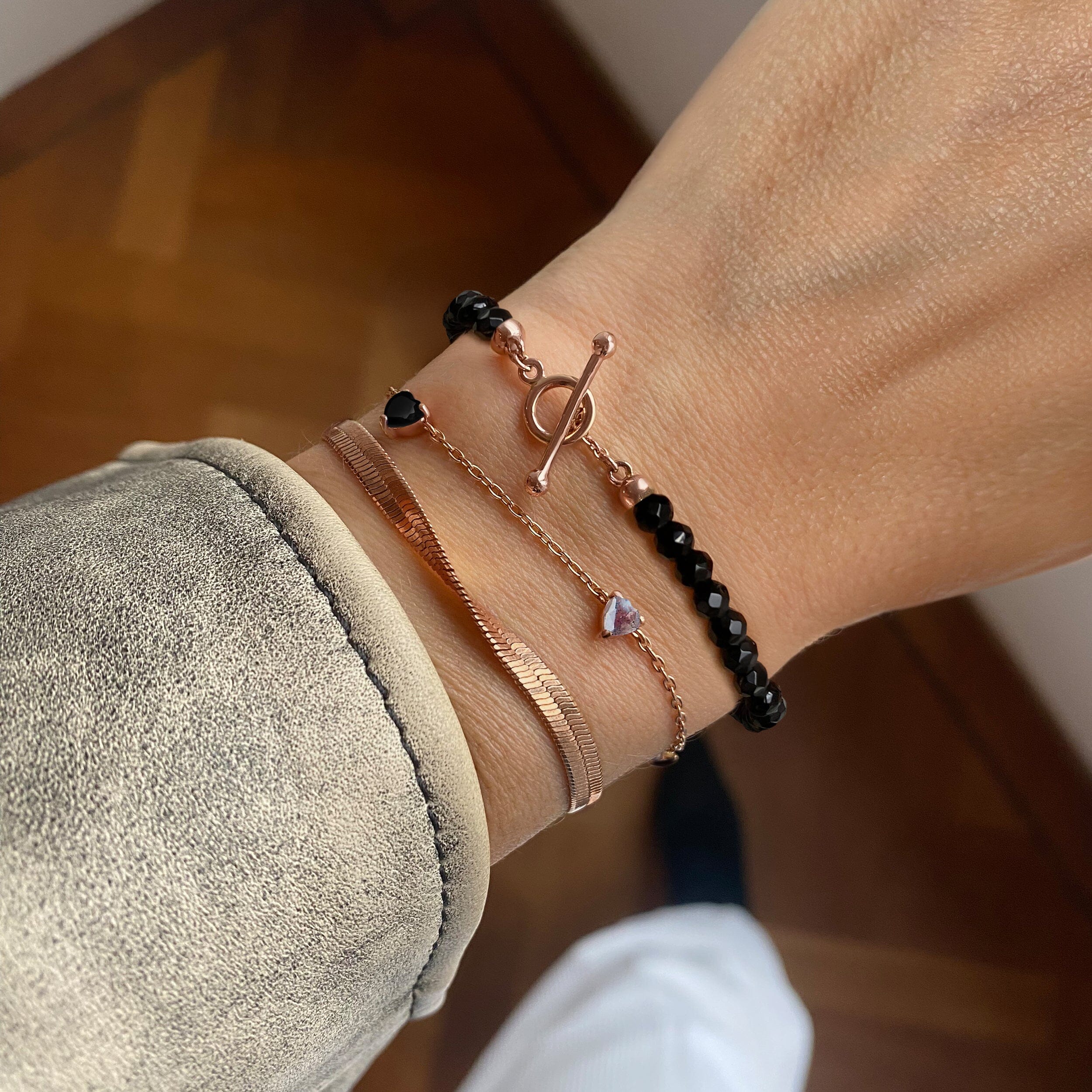 Black Obsidian Labradorite Bracelet - Crush On You、mySite、hinf8tx79