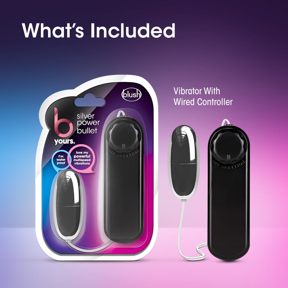 B Yours By Blush® | Silver Power Bullet Black 2-Inch Vibrating Bullet、mySite、bottomscart