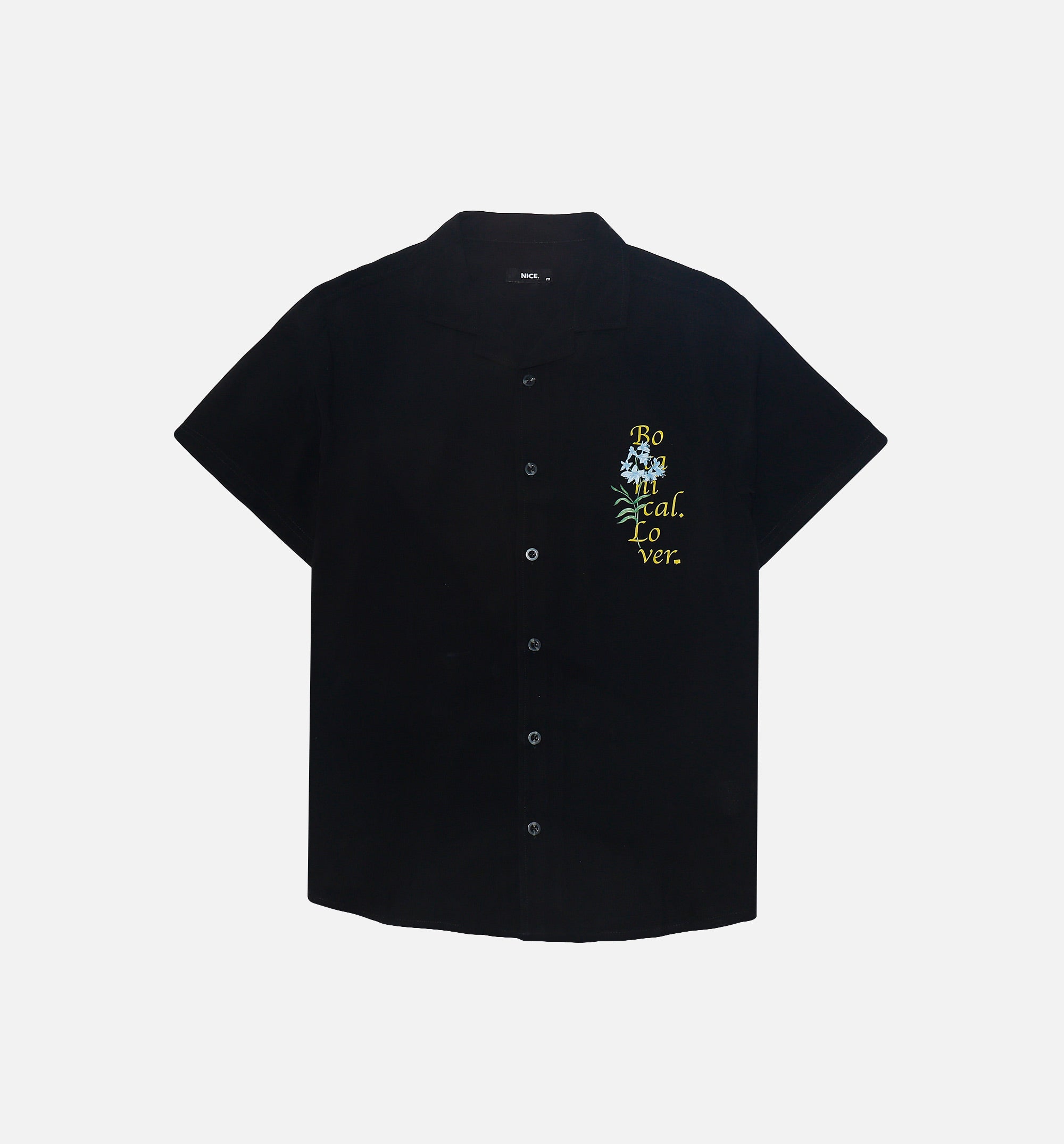 Botanical Short Sleeve Rayon Shirt Mens Shirt - Black、mySite、dreamappss
