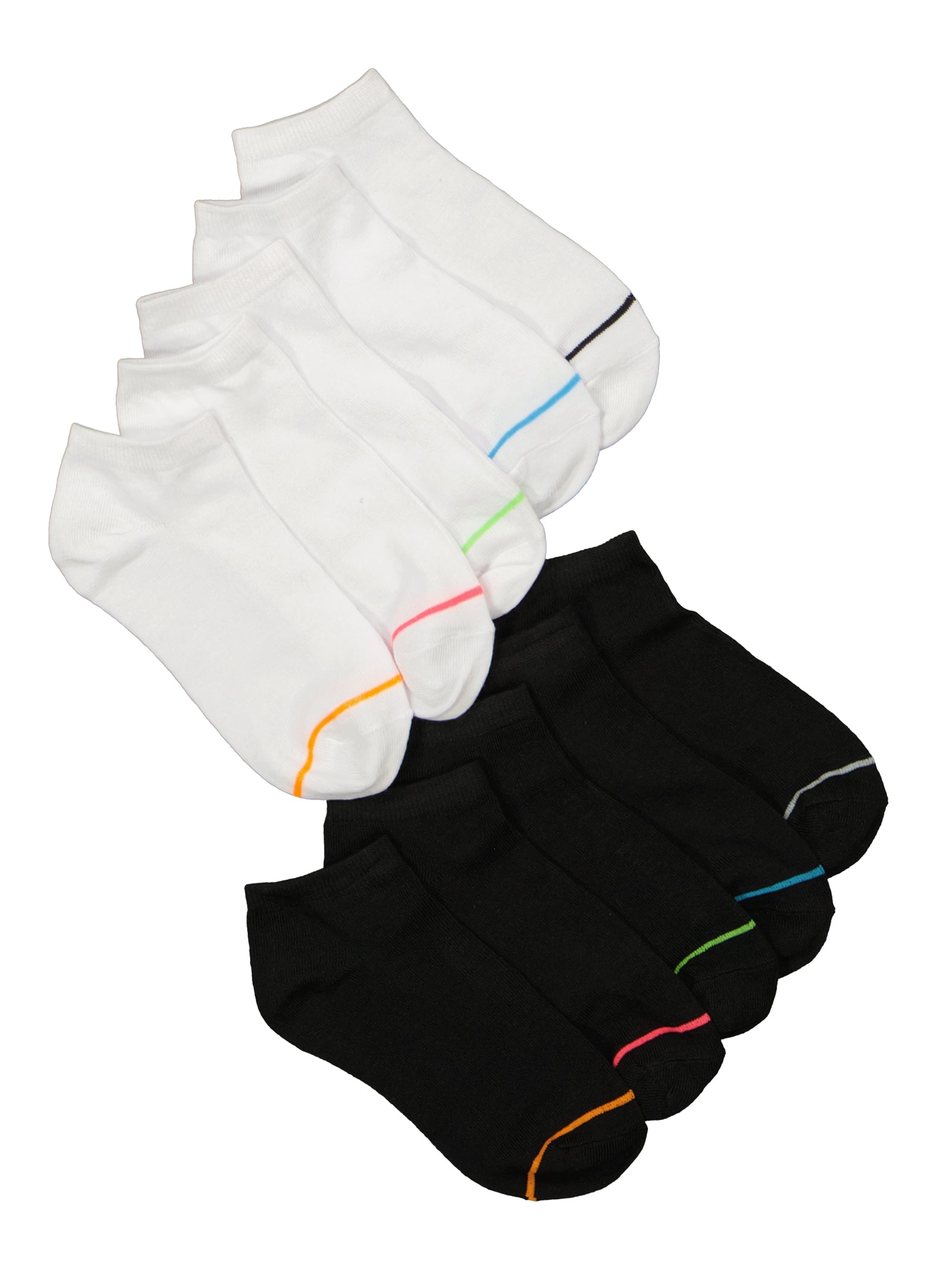 Girls Contrast Trim Low Cut Ankle Socks 10 Pack、mySite、camillekostekn