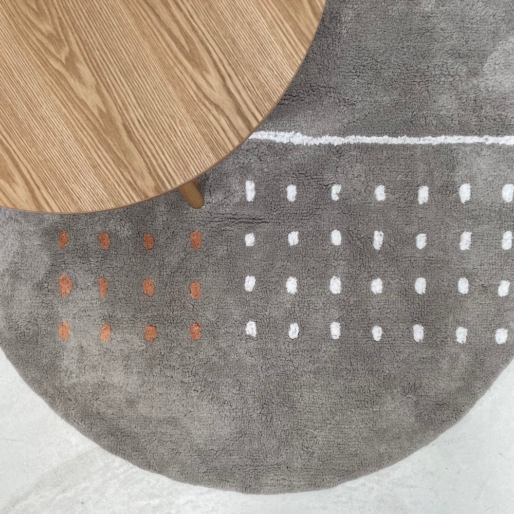 Grid Grey Washable Cotton Round Area Rug、mySite、gigharbornorthrealestate