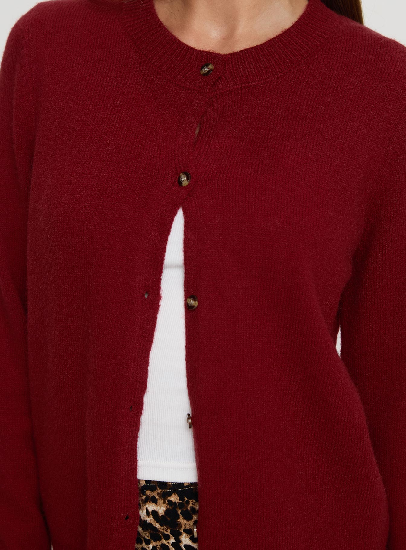 Arica Button Up Knit Cardigan Red、mySite、solidvoid