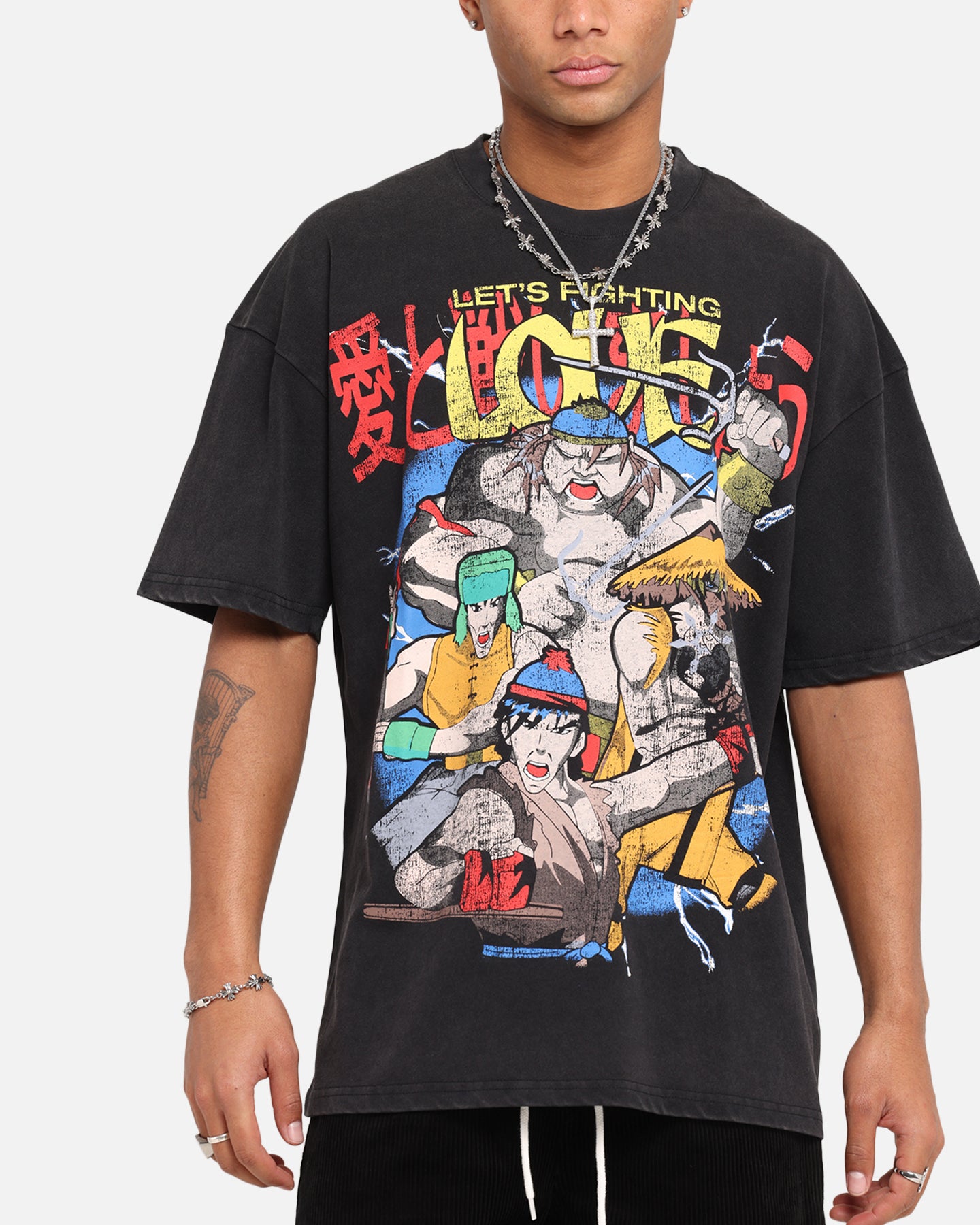 73 Studio X South Park Lets Fighting Love Vintage T-Shirt Black Acidwash、mySite、zt4zffjzw