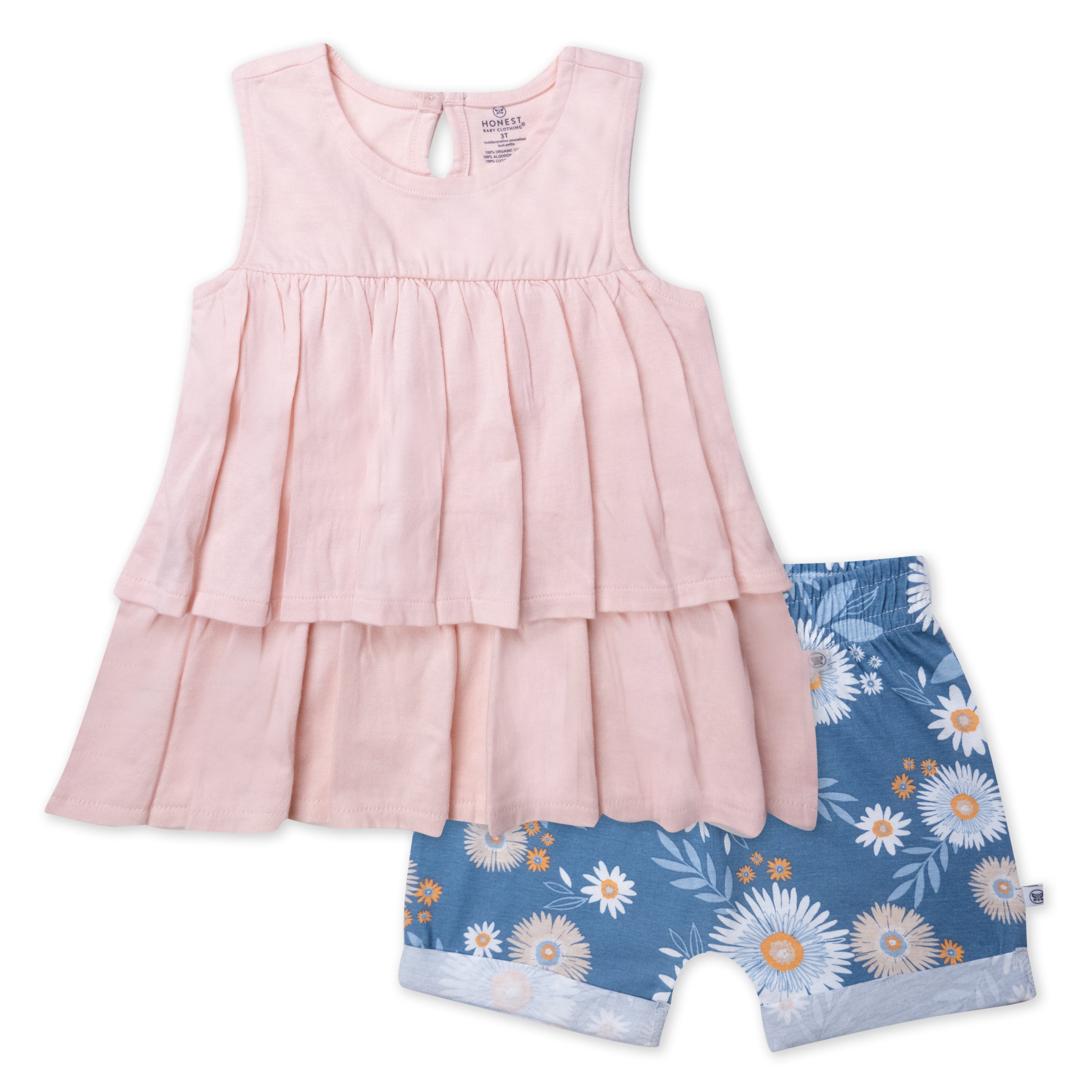  Toddler 2-Piece Ruffle Layered Shirt and Cuffed Short Set、mySite、layawaytickets