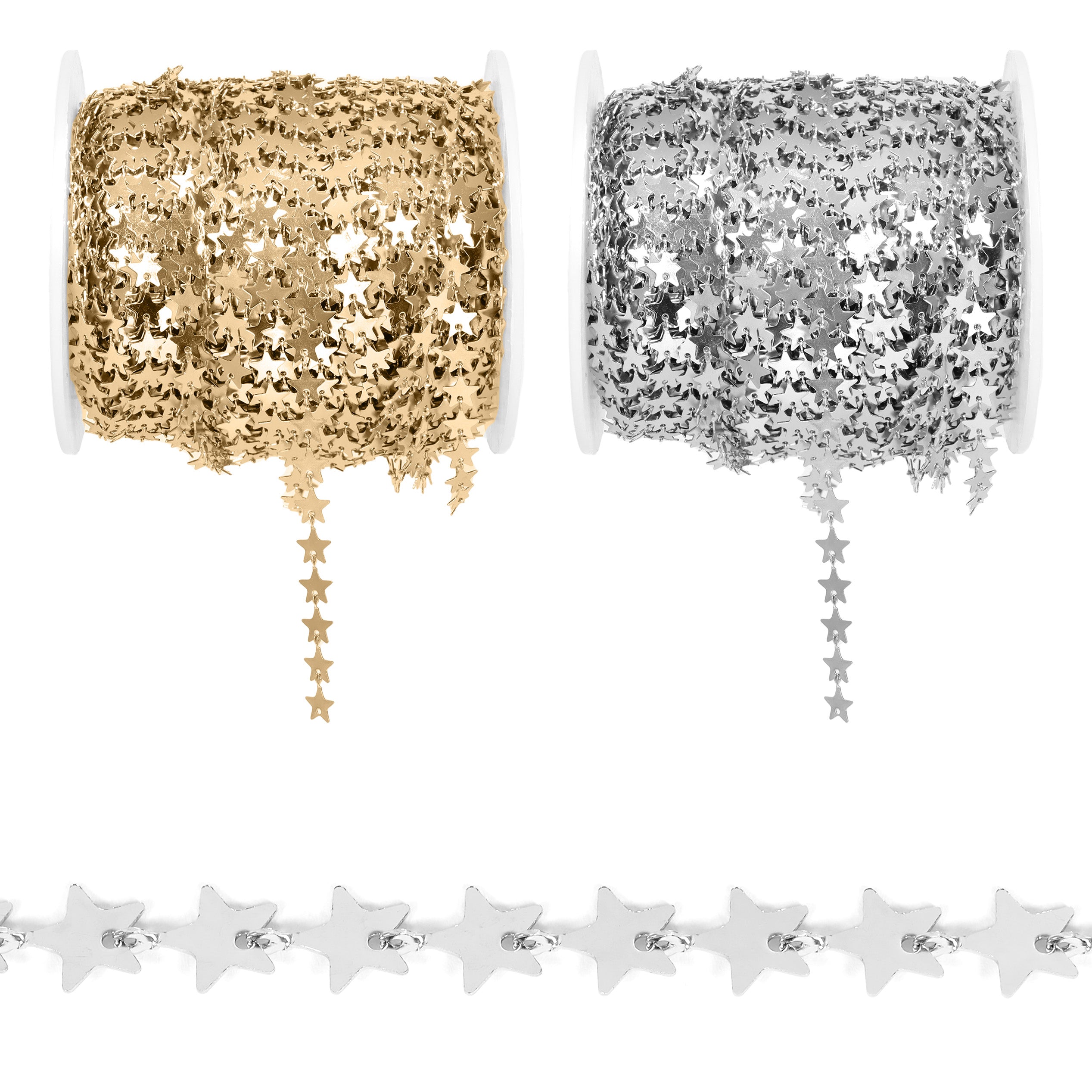 18K Gold PVD Stainless Steel Star Chain - By The Foot / SPL1029、mySite、dreamappss