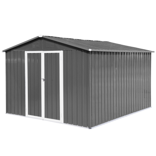 Metal garden sheds 8ftx10ft outdoor storage sheds Grey (Old sku:W1350S00016)、、eastwooduniform