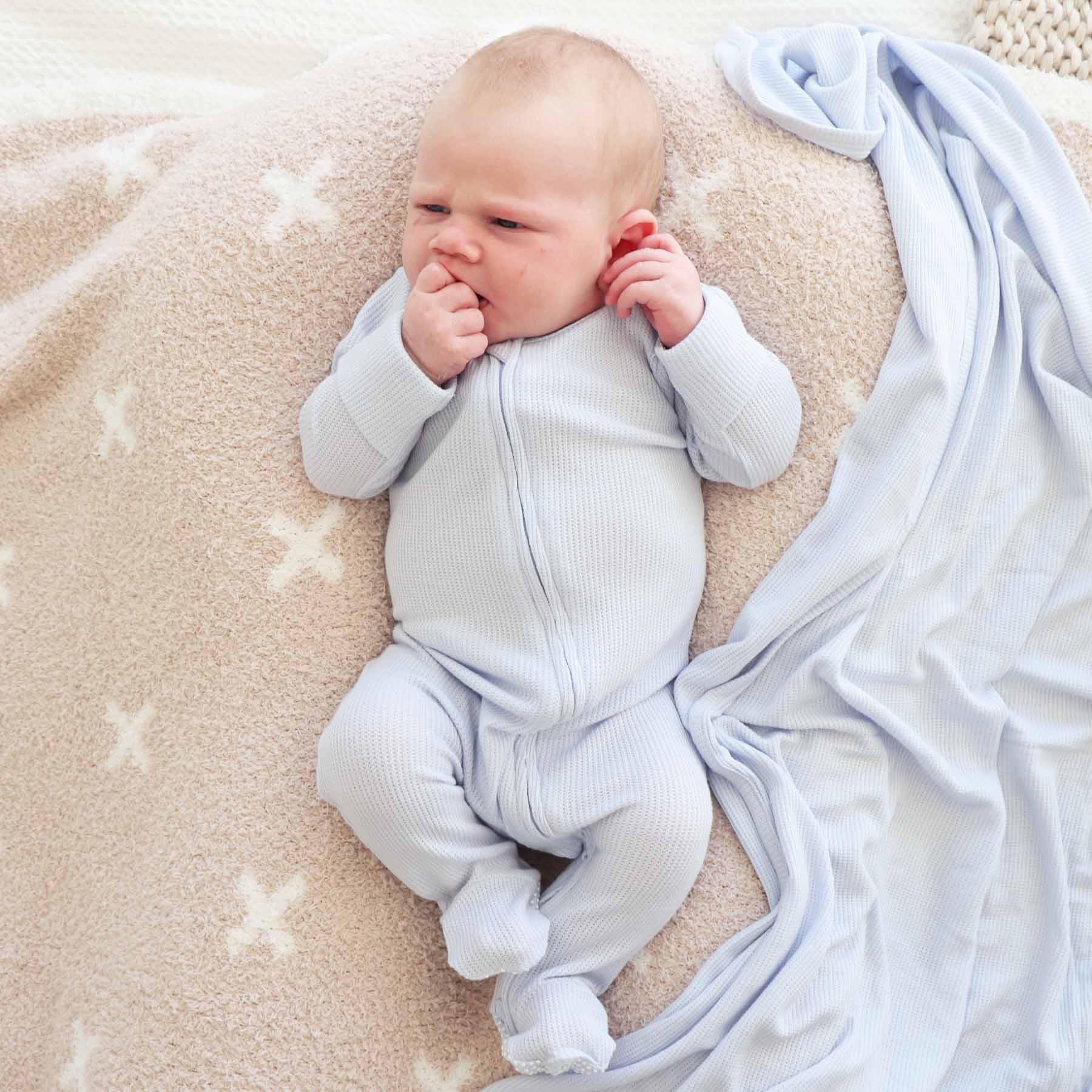  Ice Blue Bamboo Waffle Zipper Footie、mySite、layawaytickets