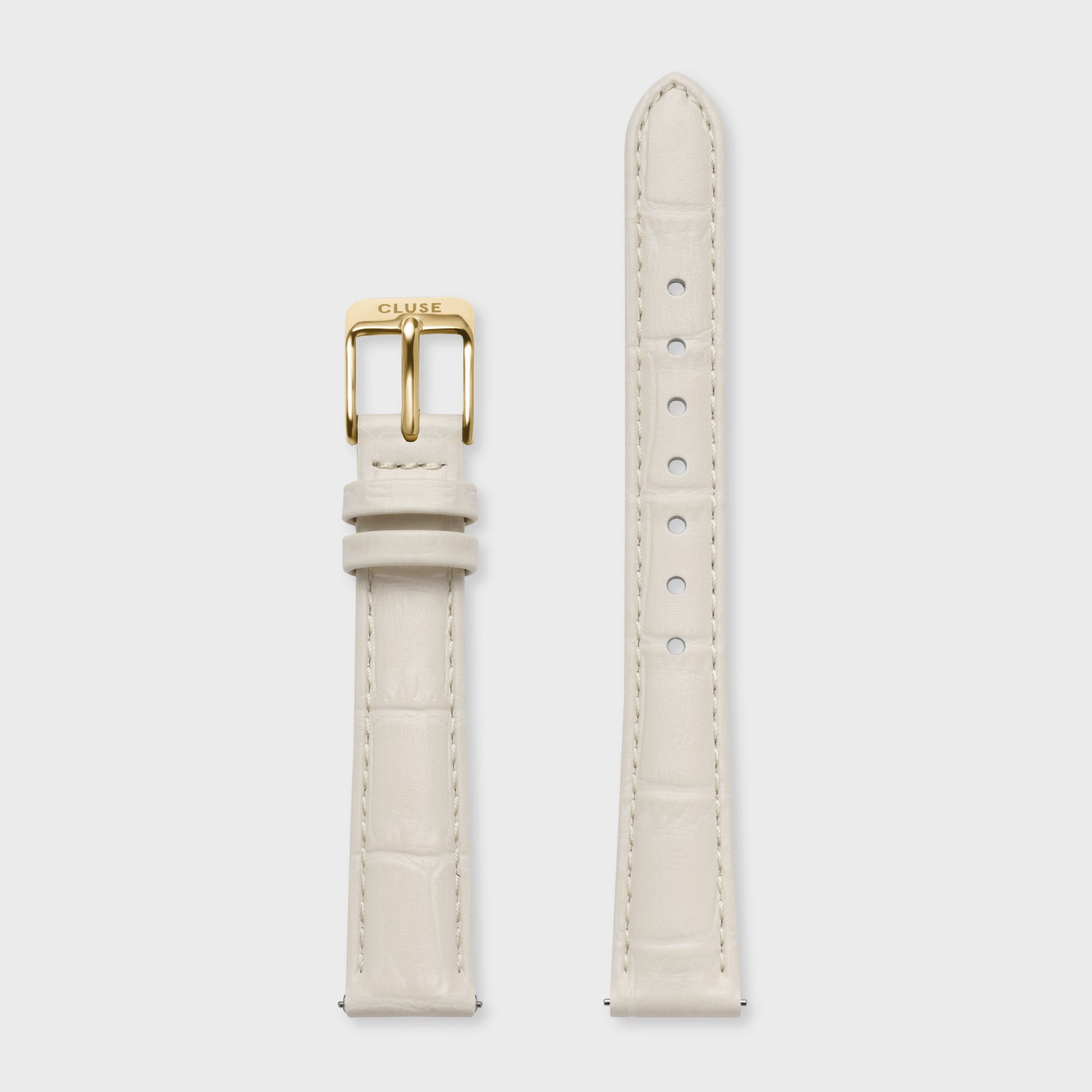  Strap 14 mm Leather Marshmallow Croco, Gold Colour