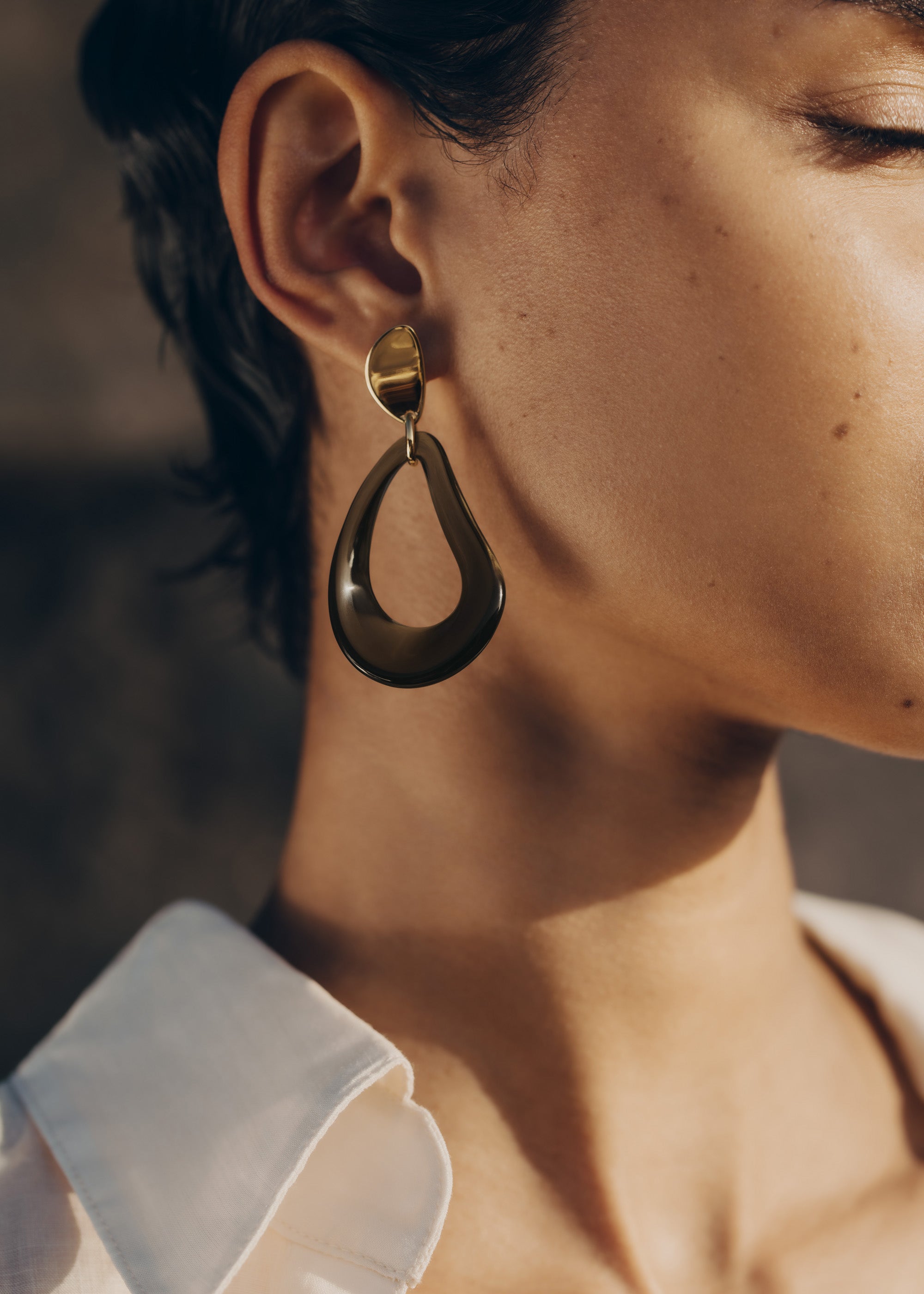 Boucles d'oreilles pendantes Na茅 - Verre fum茅、mySite、camillekostekn