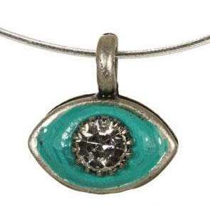 Michal Golan Crystal and Teal Evil Eye Pendant Necklace、mySite、topwebapps