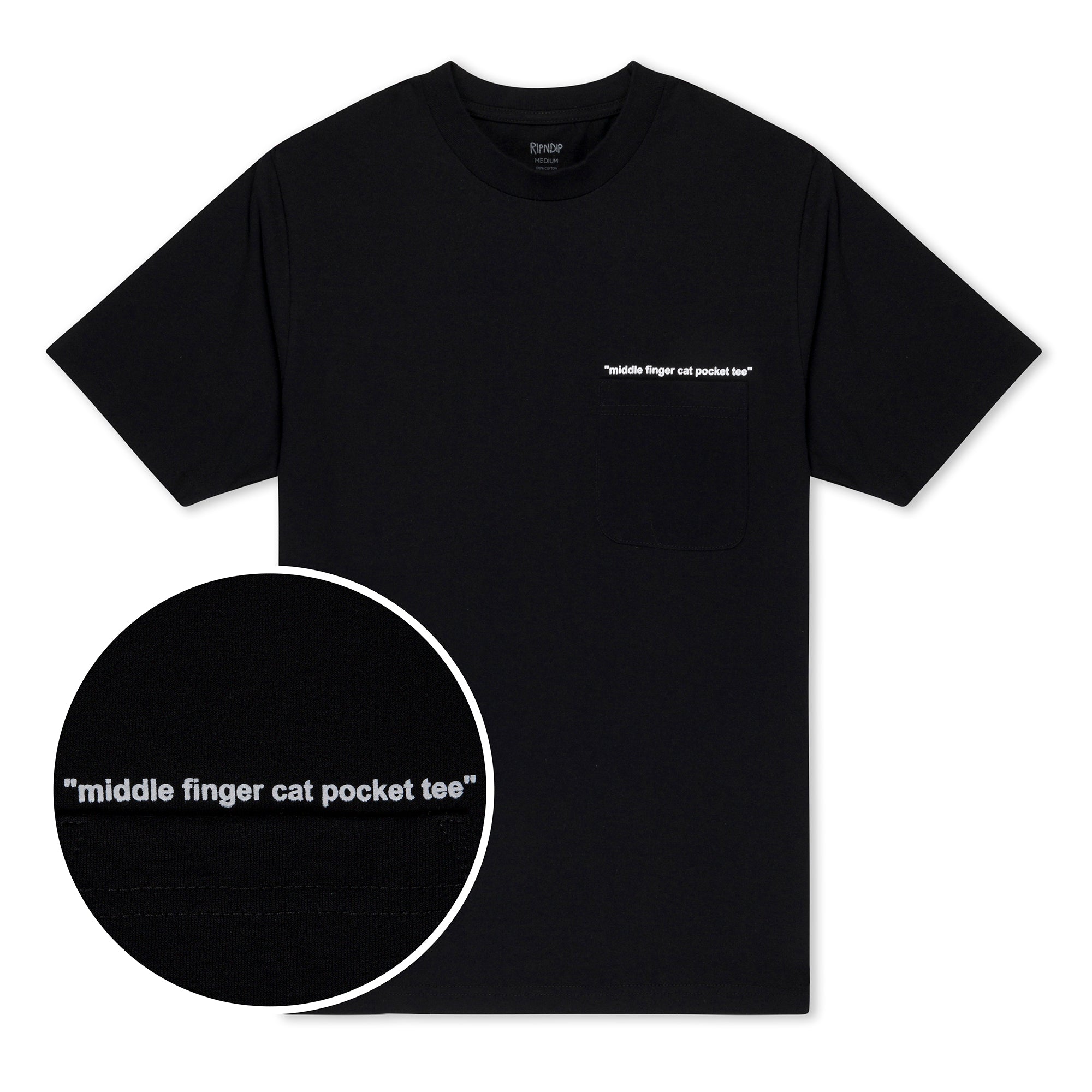  Middle Finger Cat Pocket Tee (Black)、mySite、merchandisen