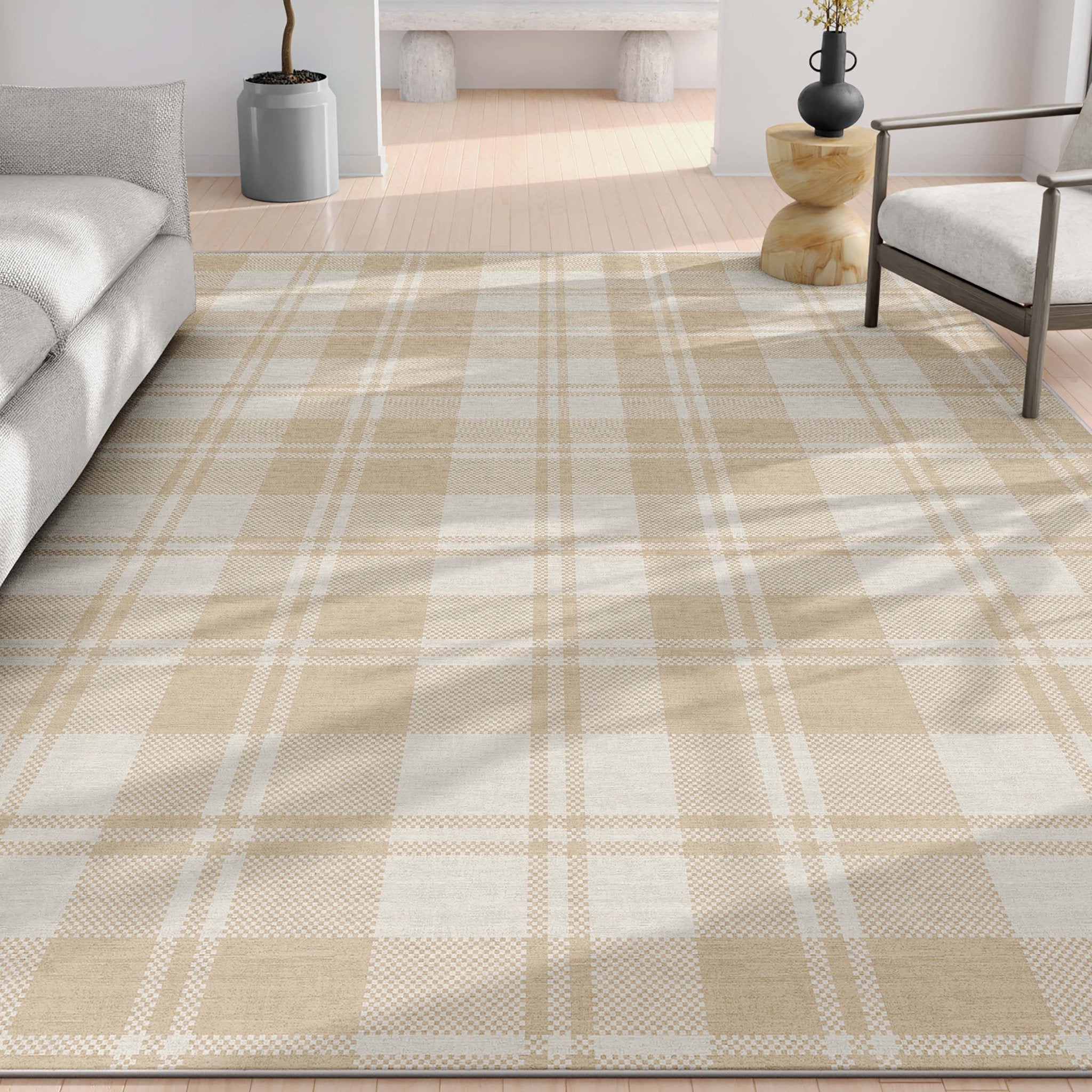 Plaid Modern Geometric Boxes Flat-Weave Rug、mySite、gigharbornorthrealestate