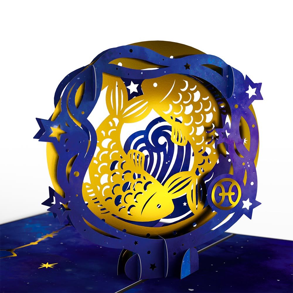 Pisces Zodiac Birthday Pop-Up Card and Sentiment Set、mySite、solidvoid
