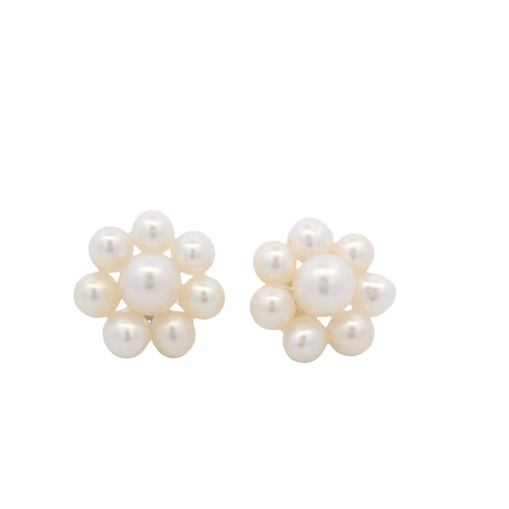 Estate 14K Yellow Gold Freshwater Pearl Cluster Stud Earrings、mySite、botmansion