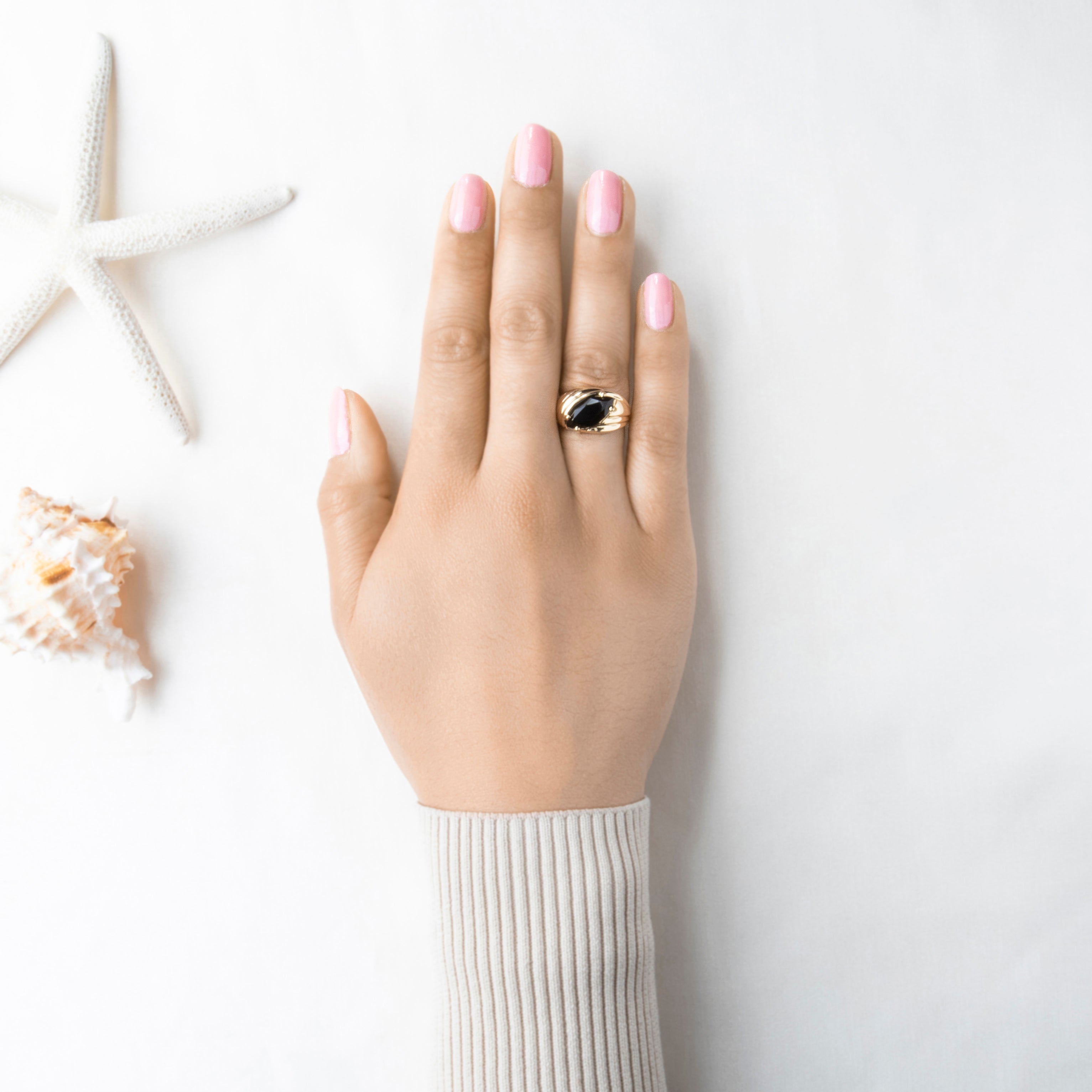 Vintage 14k Yellow Gold Onyx Bold Marquise Ring 7.75、mySite、hinf8tx79