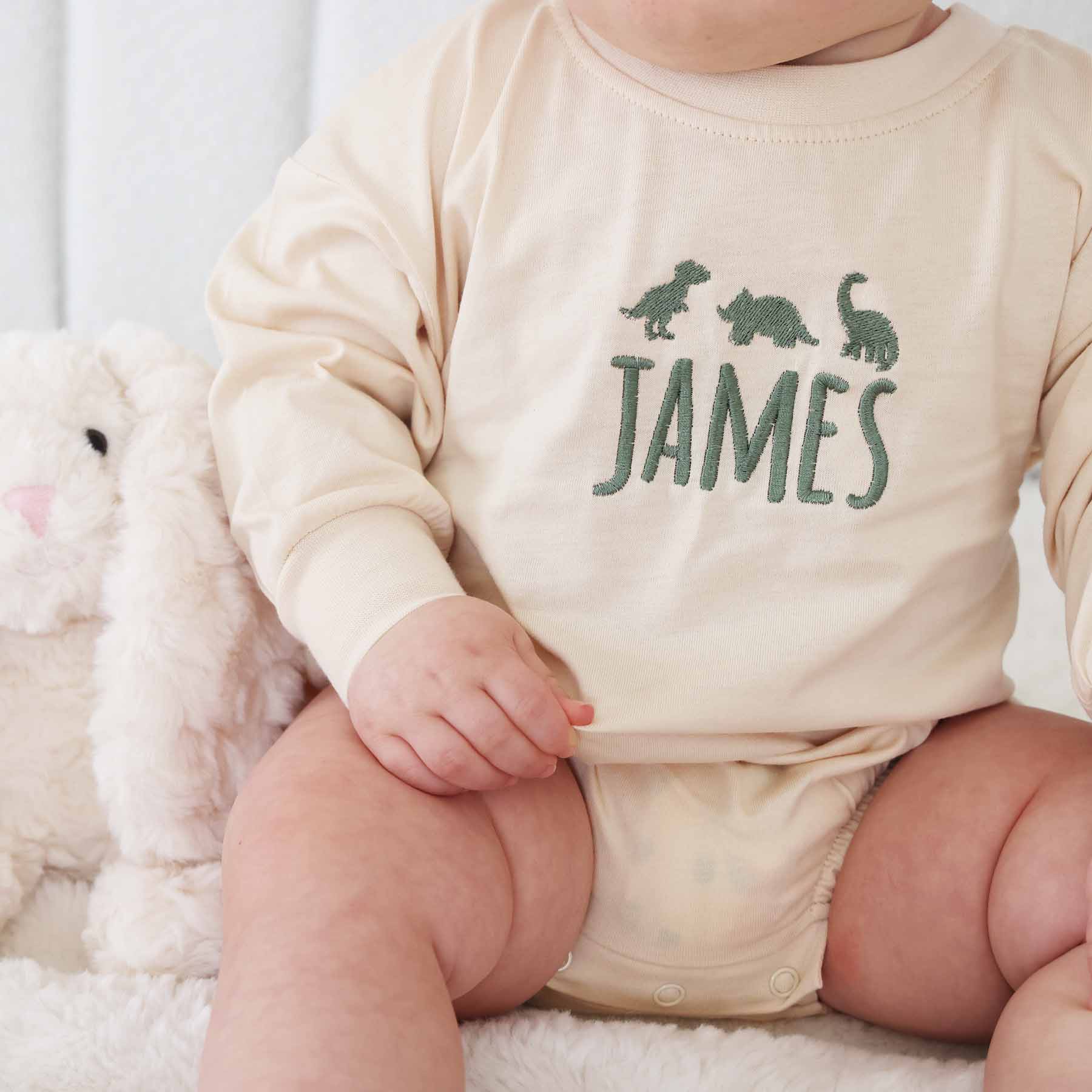  Personalized Dinosaur Long Sleeve Bubble Romper | Natural、mySite、layawaytickets