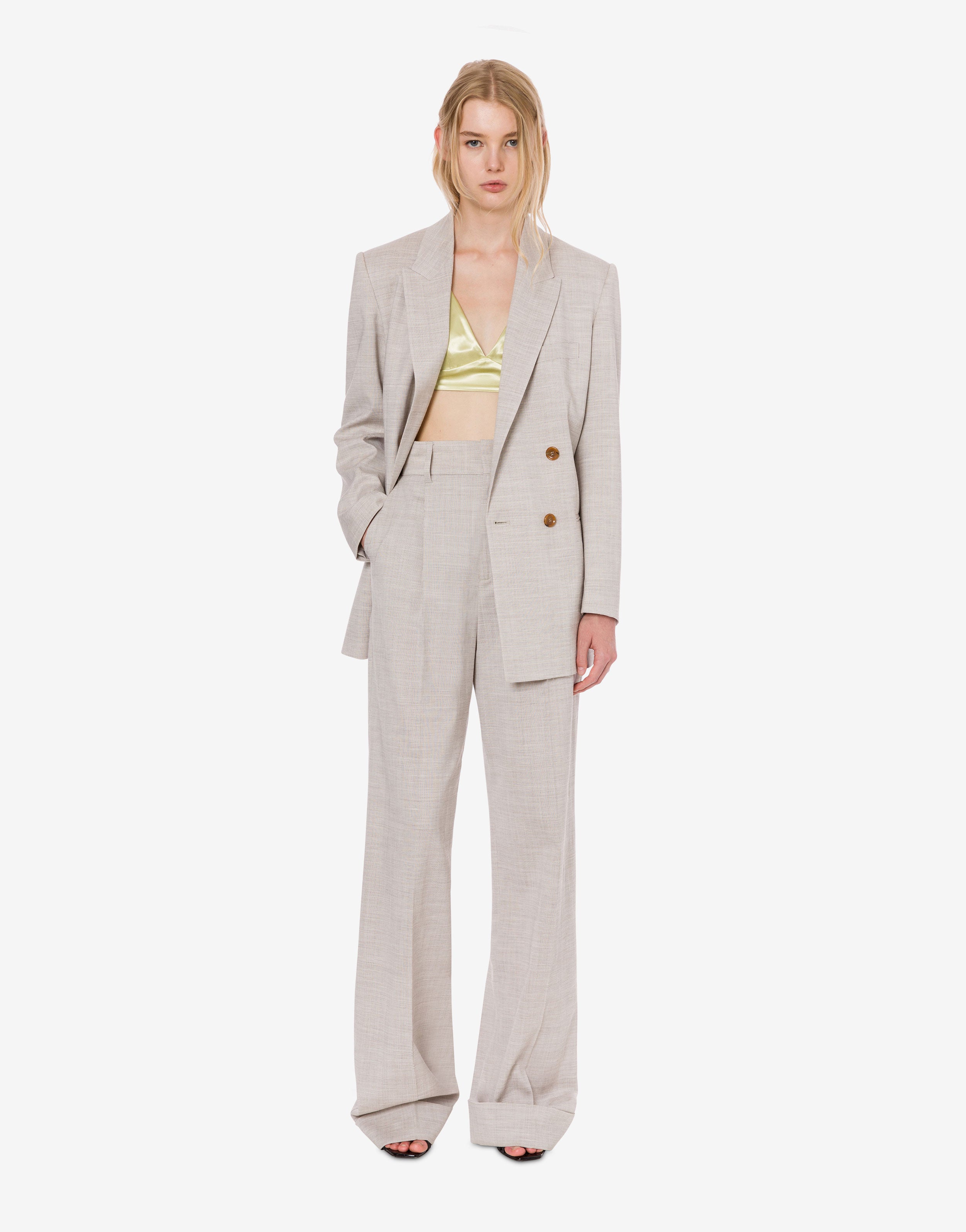 Pantalone ampio in misto lana tailored、mySite、aoinhome