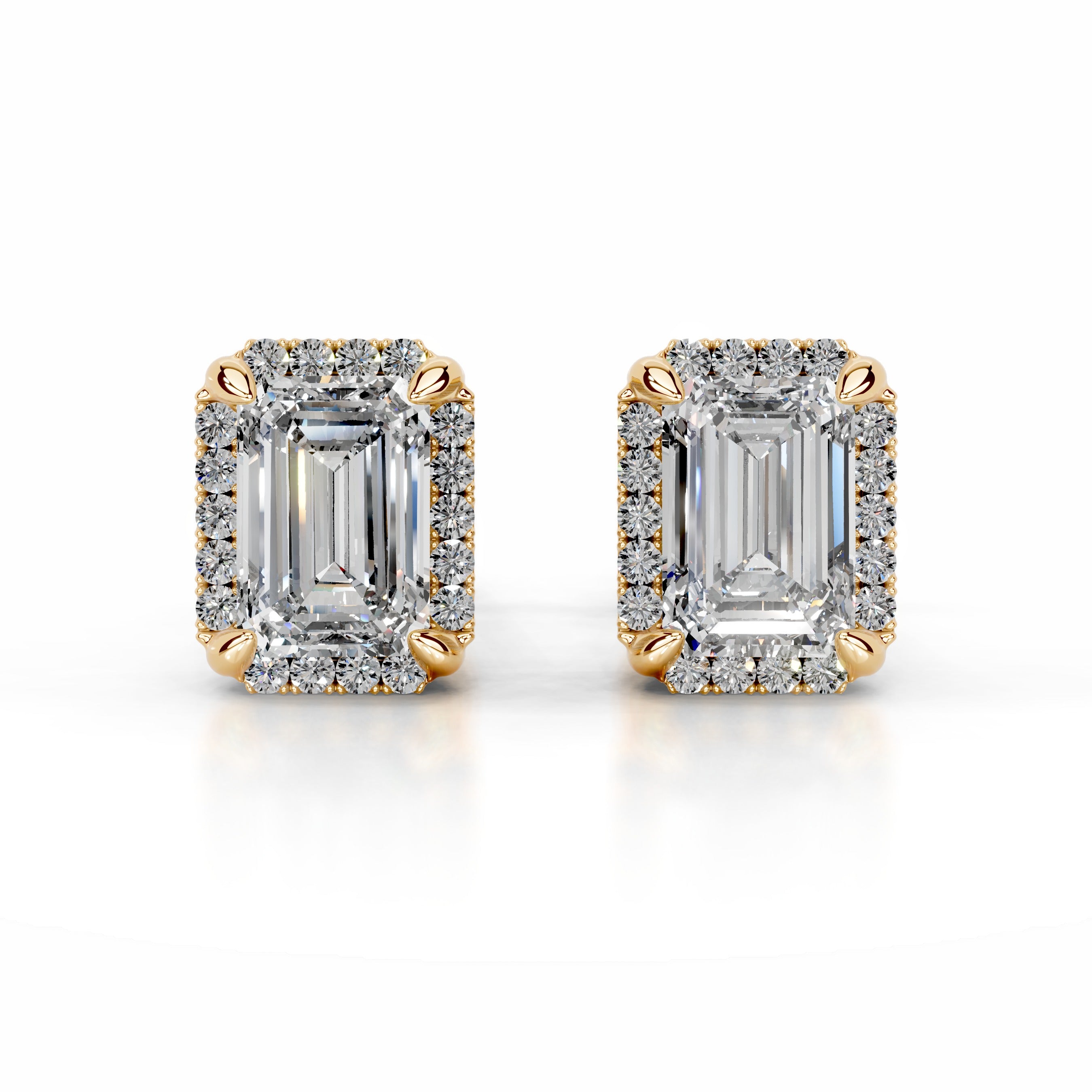 Ophelia Lab Grown Diamond Halo Earrings (2.30 Carat) -18K Yellow Gold、mySite、hinf8tx79