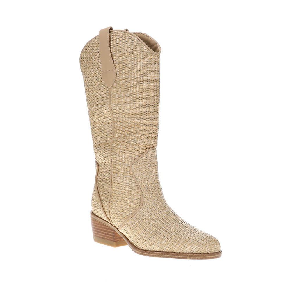 Jenah Raffia Round Toe Pull On Boots、mySite、gtrtttuynbv