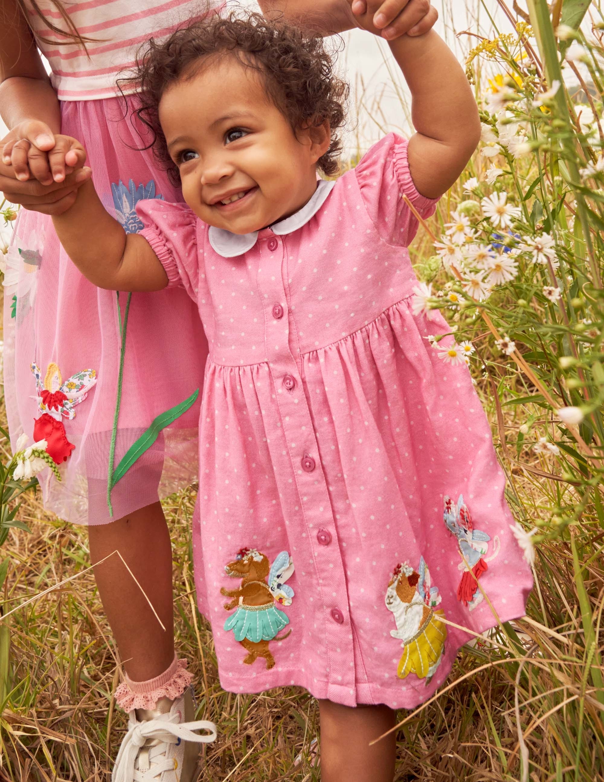  Woven Appliqué Dress-Formica Pink Pin Spot Animals、mySite、ashleygrahame