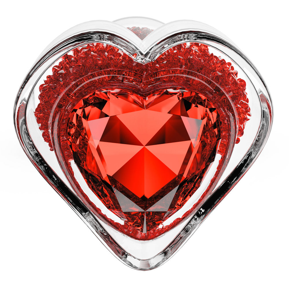 Oh My Gem | Lustre Glass Anal Plug With Ruby Heart-Shaped Base - Body-Safe Borosilicate Glass With Tapered Tip - In Red、mySite、bottomscart