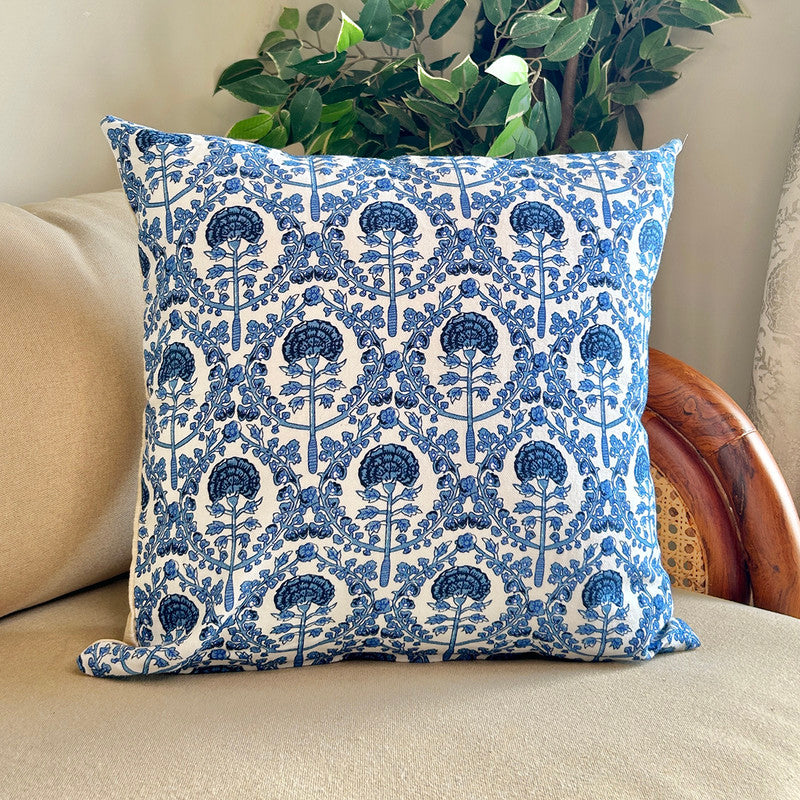 Cotton Printed Cushion Cover | Blue | 40 x 40 cm | Set of 2、mySite、camillekostekn