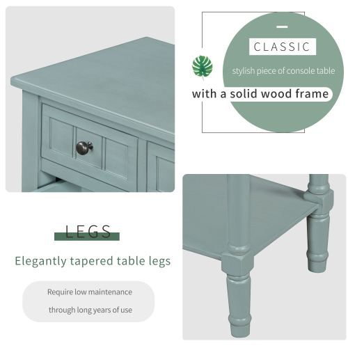 TREXM Narrow Console Table, Slim Sofa Table with Three Storage Drawers and Bottom Shelf for Living Room, Easy Assembly (Espresso)、、casual