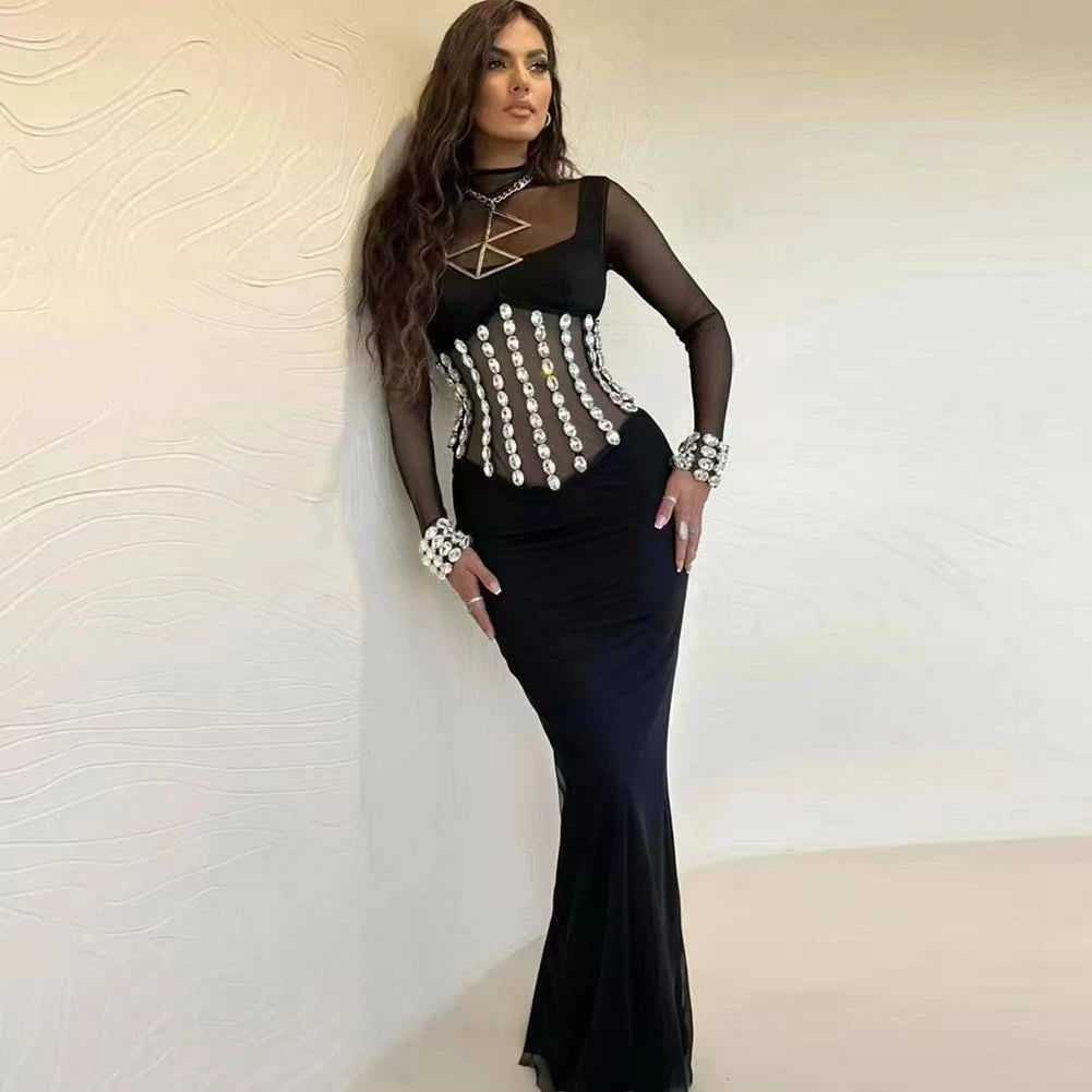 Renee Maxi Crystal Black Dress、mySite、merchandisen