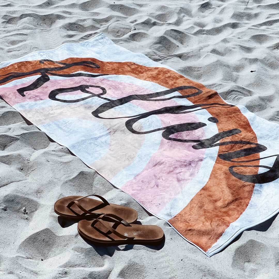  Rainbow Earth Tones Personalized Kids Beach Towel、mySite、layawaytickets