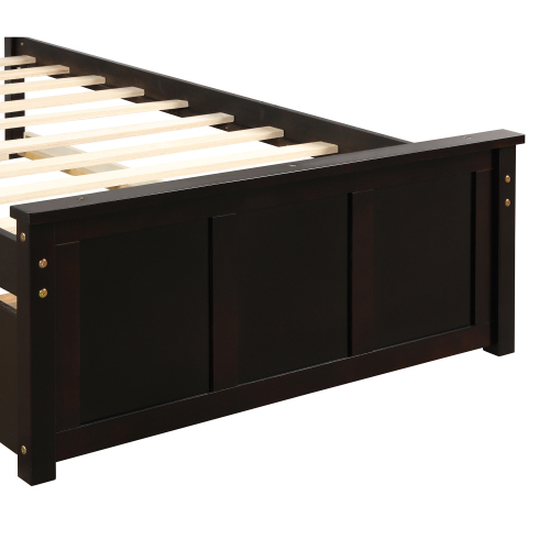 Platform Bed with Twin Size Trundle, Twin Size Frame, Gray、、casual