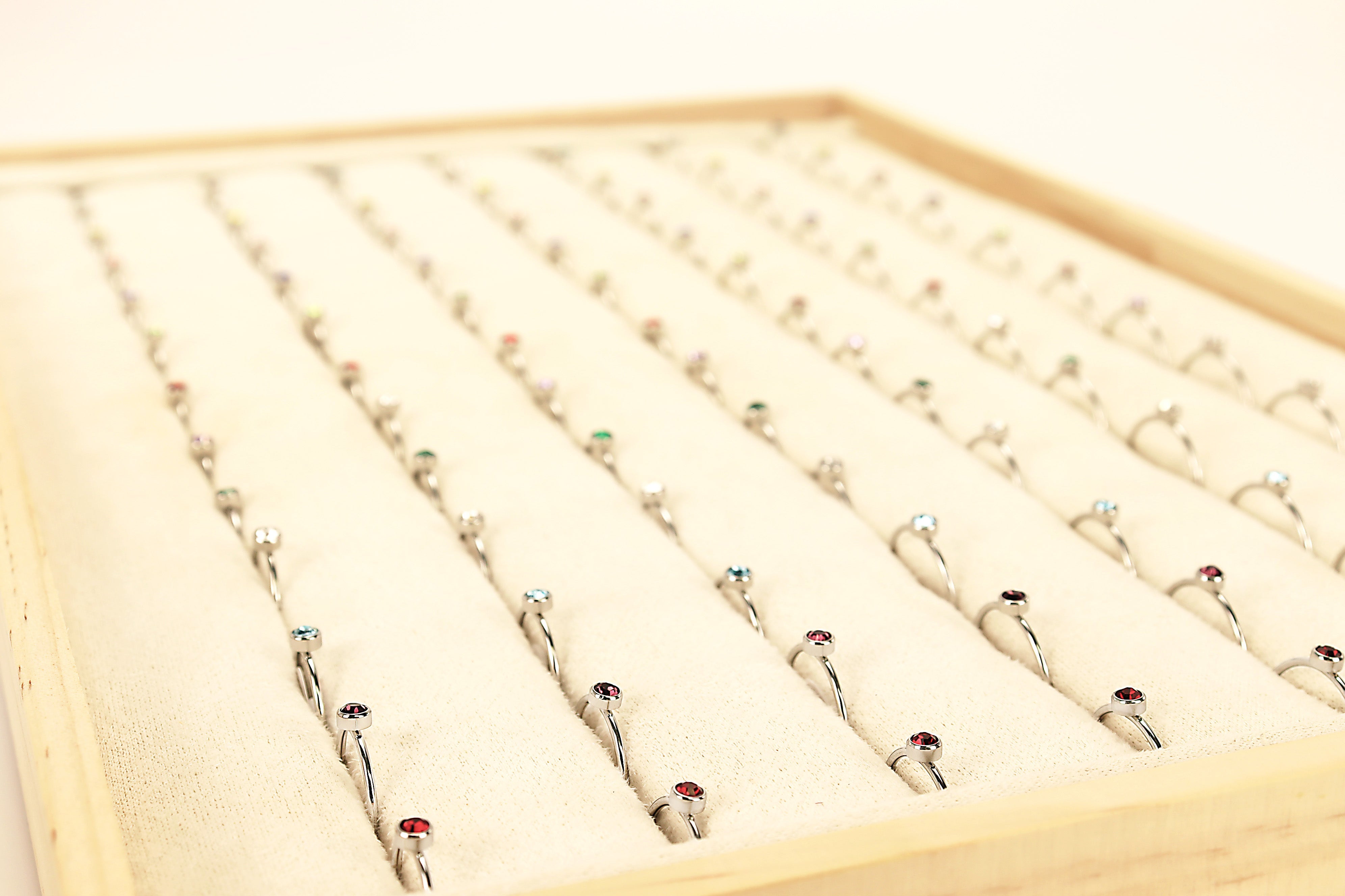 76 pc Stainless Steel Birthstone Stacking Ring Set & Display / BND0009、mySite、dreamappss