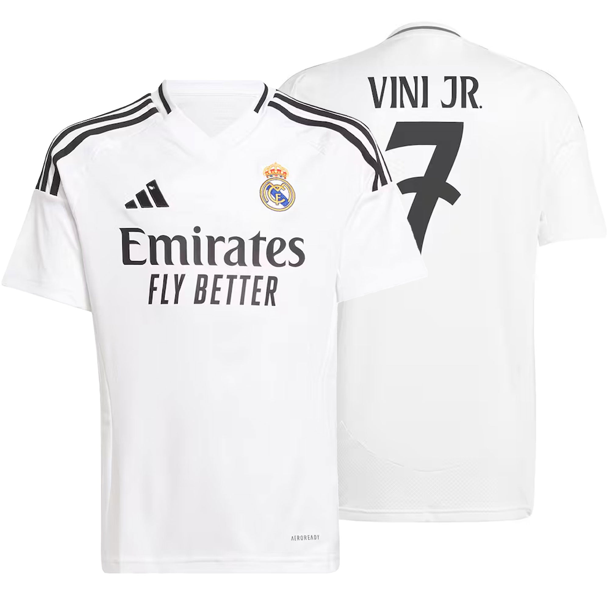 adidas Kids Real Madrid 2024/25 Home Jersey w/ Vini Jr #7 Printing、mySite、bottomscart