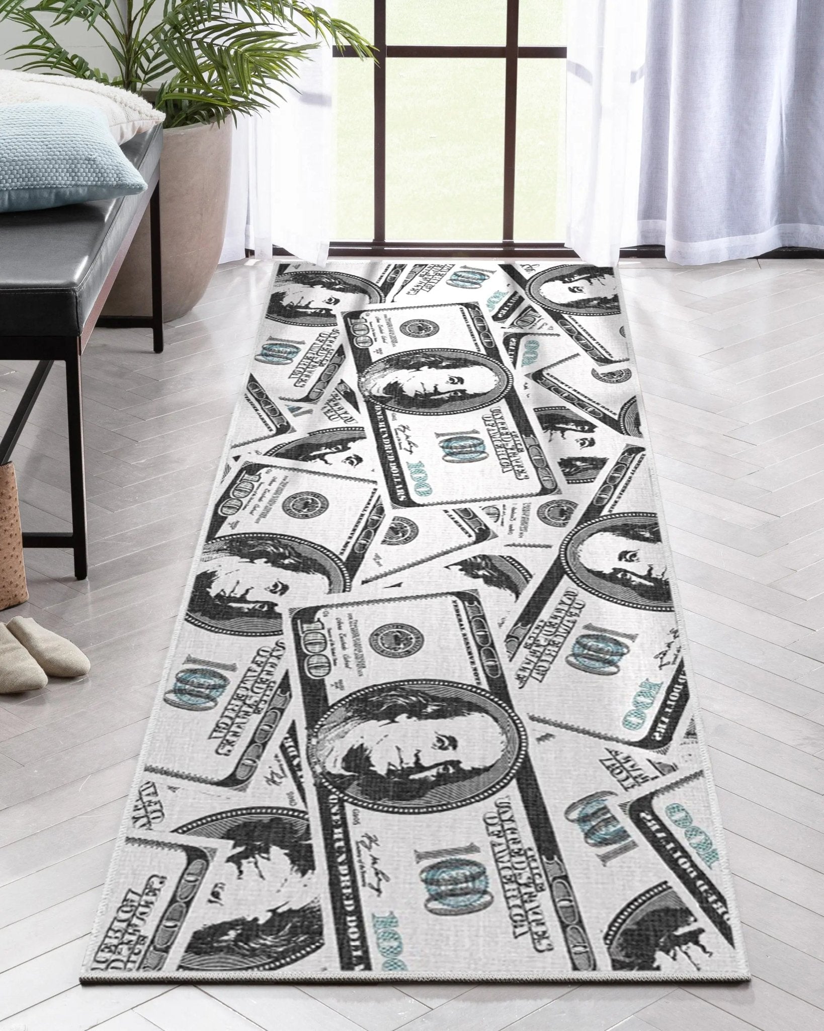 Hundred Dollar Bill Stacked Green Area Flat-Weave Rug、mySite、gigharbornorthrealestate