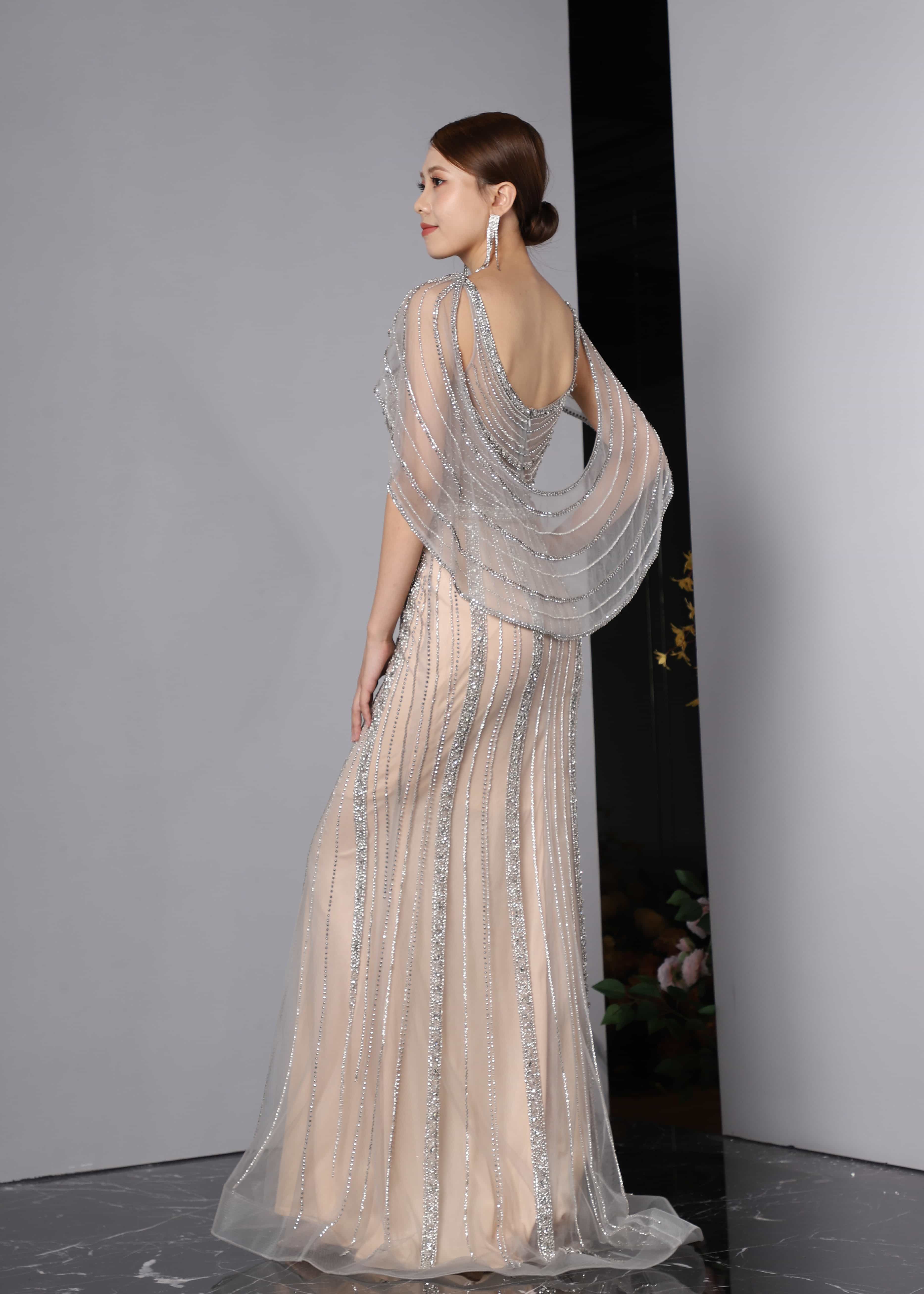  Rabia Evening Gown (Silver/Beige)、mySite、merchandisen