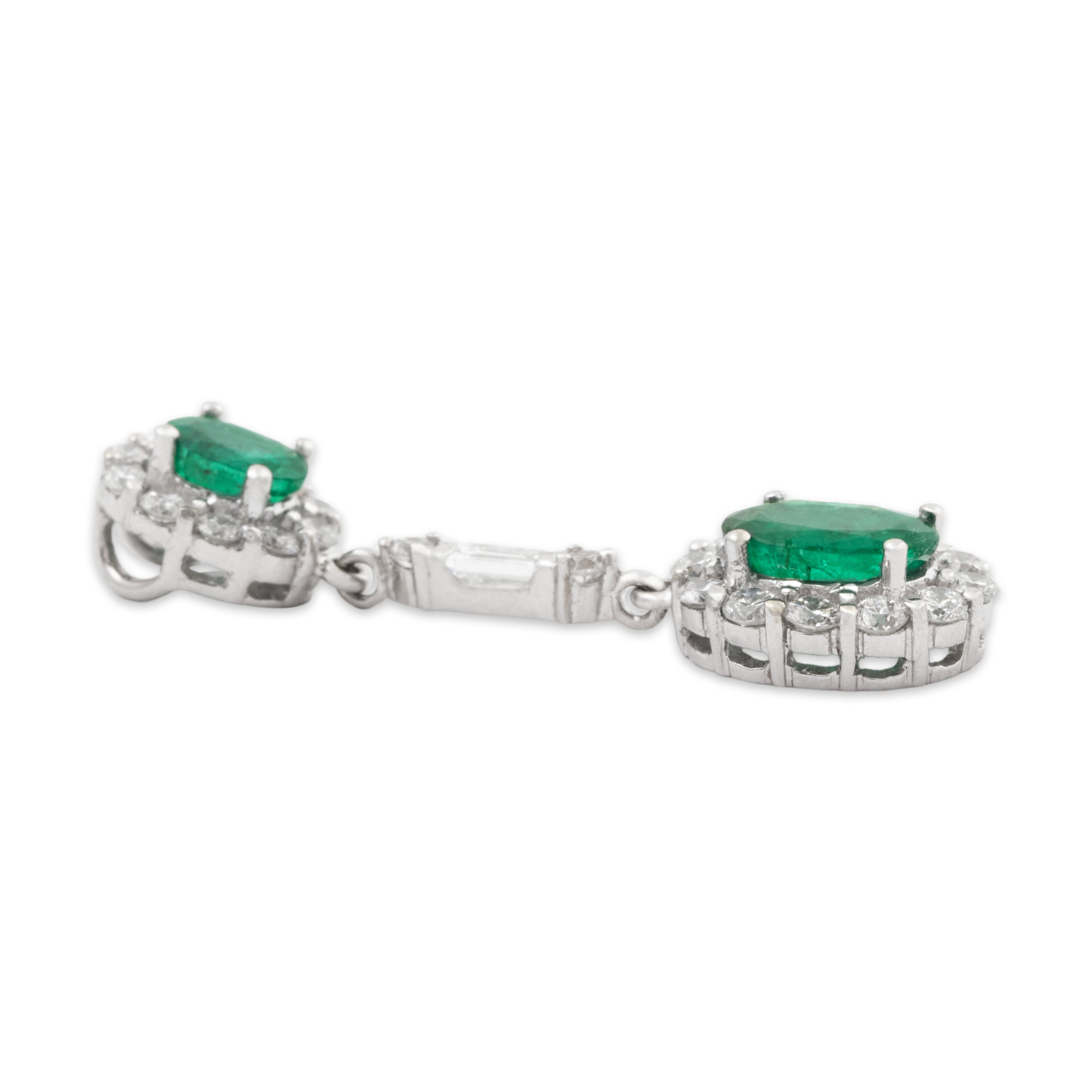 Vintage 18k White Gold Emerald .552cttw Diamond Haloed Evergreen Pendant、mySite、hinf8tx79