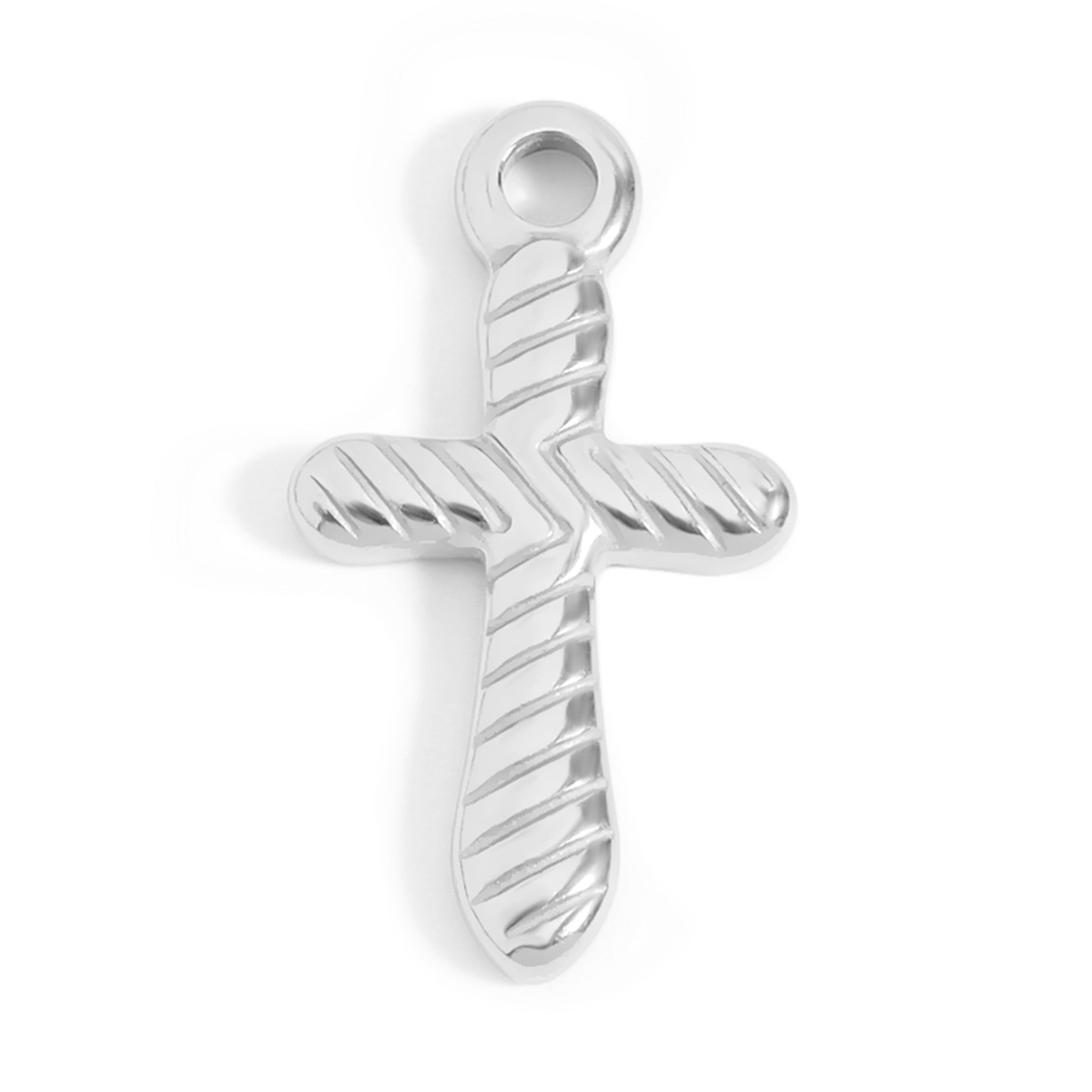 18K Gold PVD Stainless Steel Textured Cross Charm / PDL0114、mySite、dreamappss