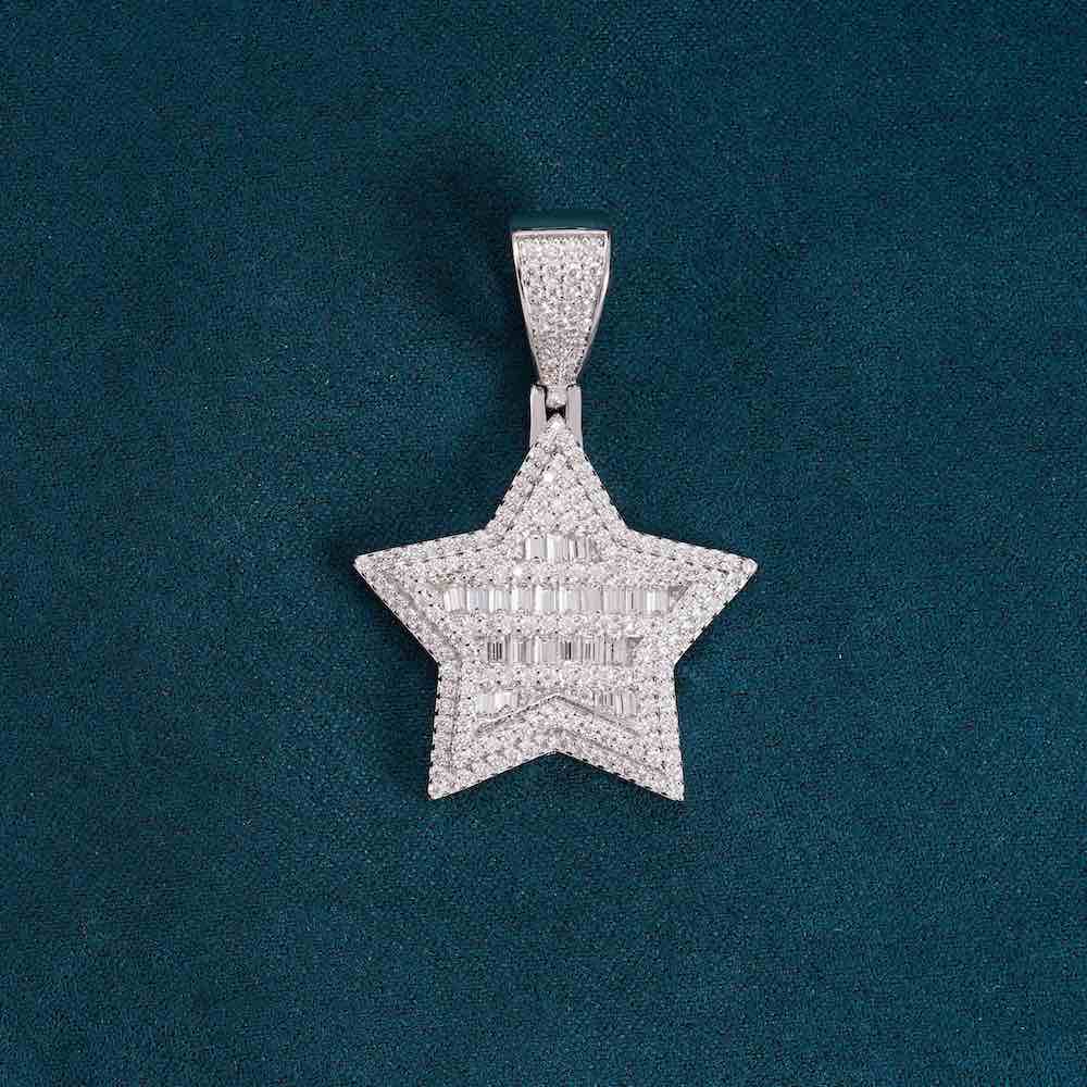 Moissanite Baguette Star Pendant 14K Gold、mySite、hinf8tx79