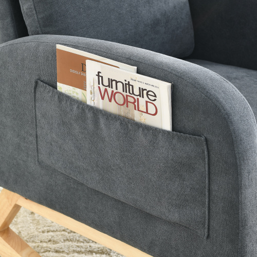 Video Welike 27.6"W Modern Accent High Backrest Living Room Lounge Arm Rocking Chair, Two Side Pocket ,Teddy White (Ivory)、、casual