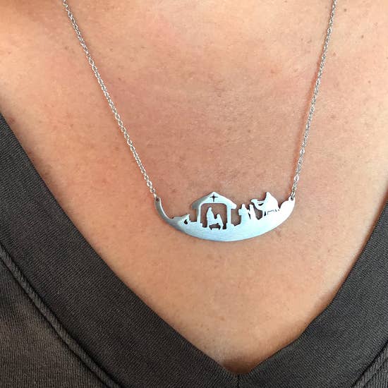 Christian Themed Necklaces-Stainless Steel Noah, Nativity Made in the USA、mySite、g9winljtr