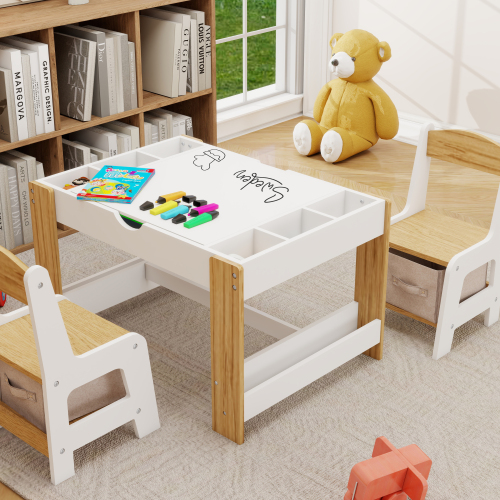 The 2 in 1 Rollaway Play Table and Toy Organizer Compatible with Lego Suitable for Storing Under Bed or Sofa-White (38" x 18.7" x 5.9")、、casual