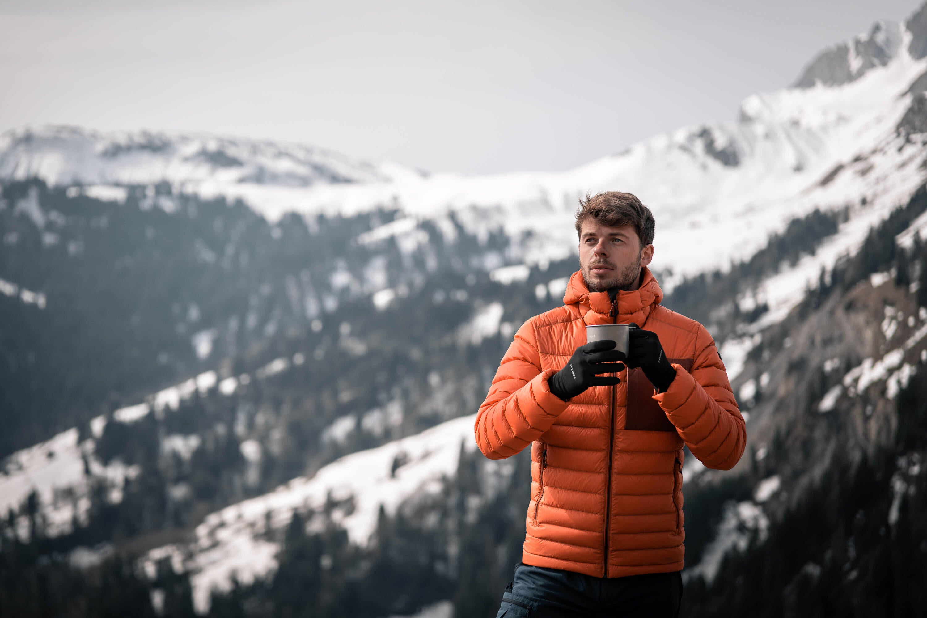 Forclaz Men's mountain and Backpacking padded and hooded jacket - MT500 14°F