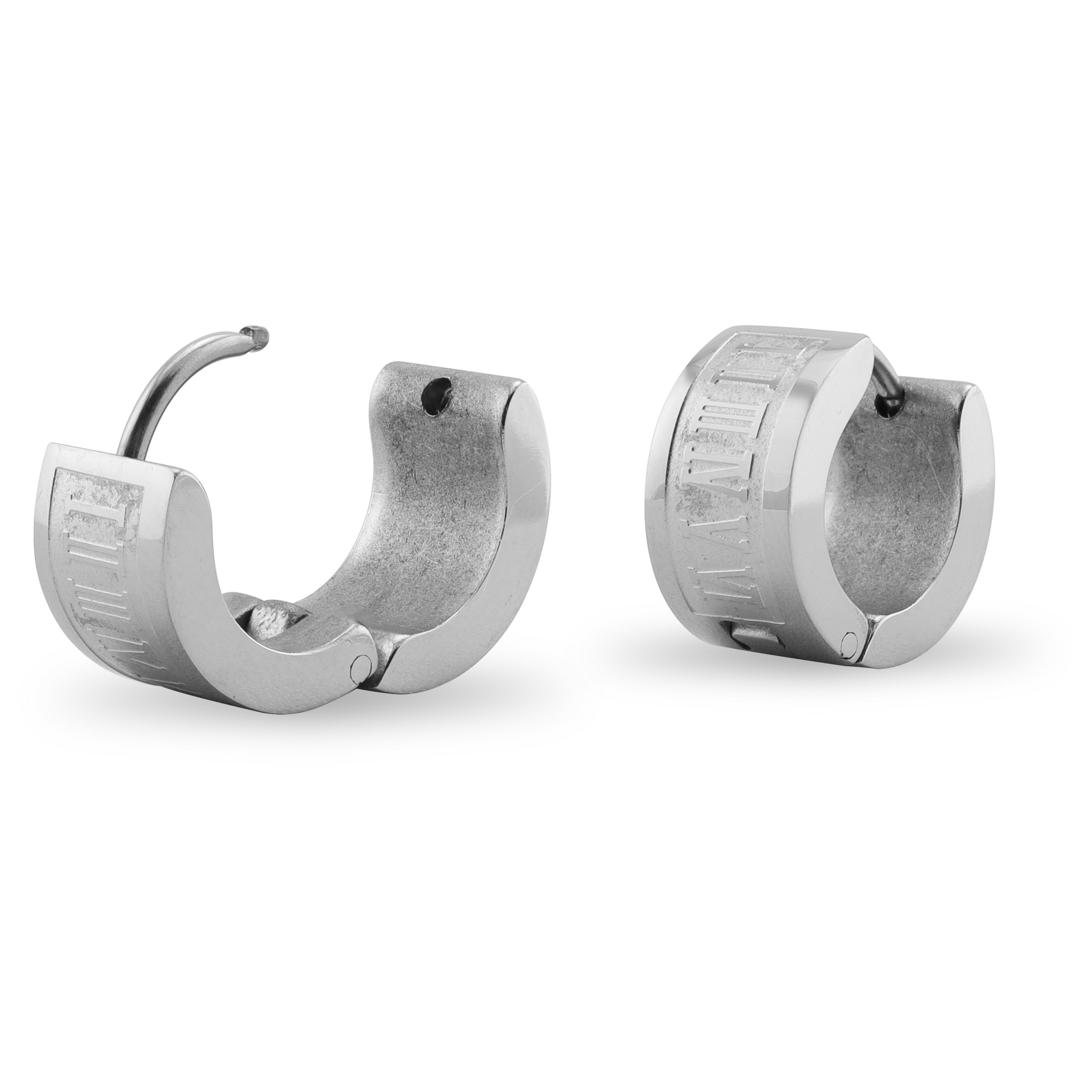 Stainless Steel Roman Numeral Hinged Hoop Earrings / ERJ2026、mySite、dreamappss