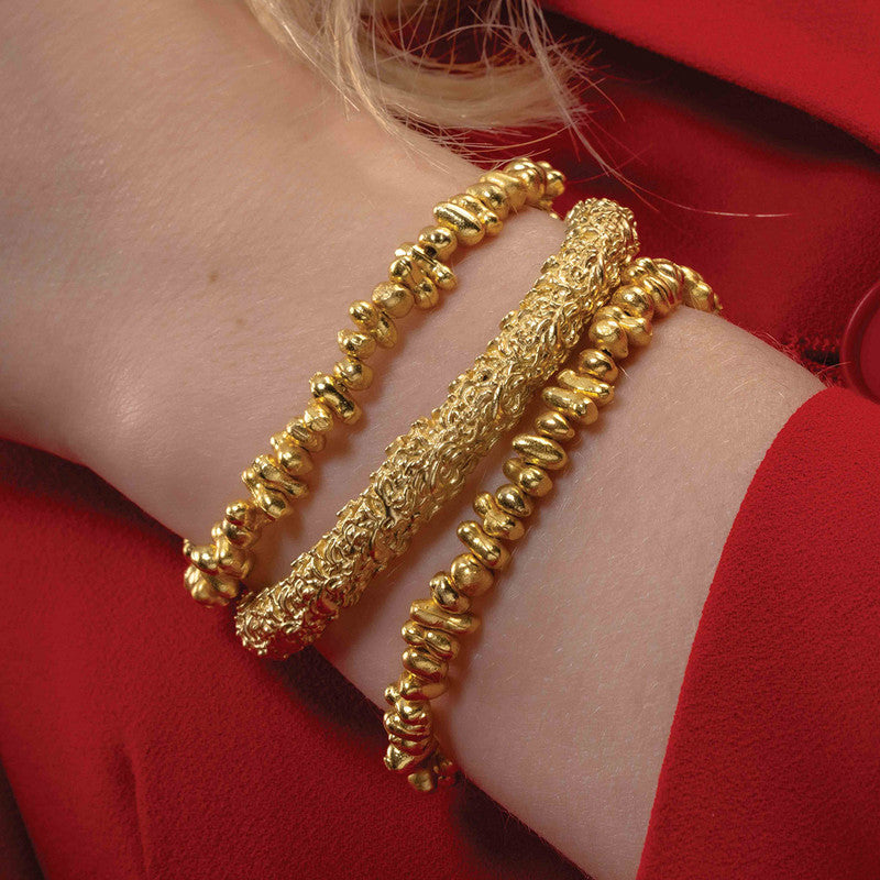 Textured Hand Cuff | 14K Gold Plated、mySite、camillekostekn