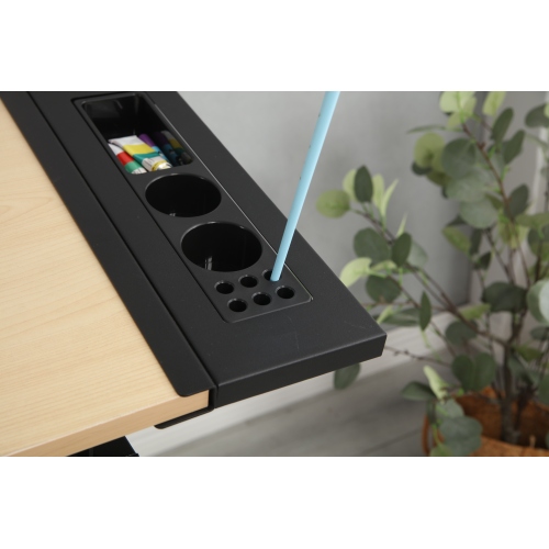 adjustable drawing drafting table desk with 2 drawers for home office and school with stool(wood)、、casual